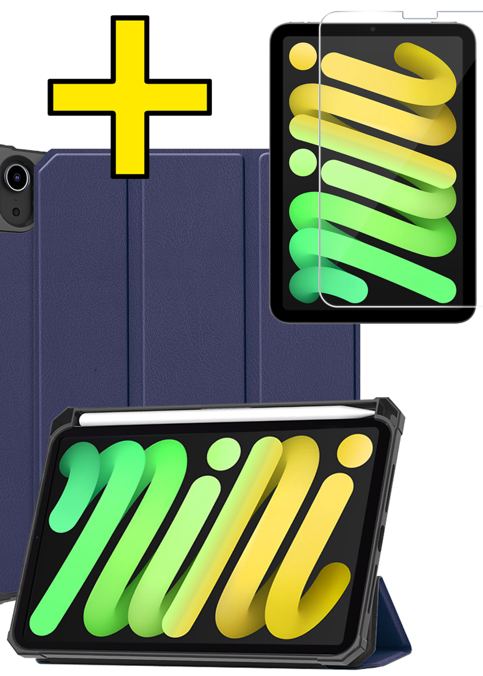 LUQ LUQ iPad Mini 7 Hoesje Met Uitsparing Apple Pencil En Met Screenprotector - Donkerblauw