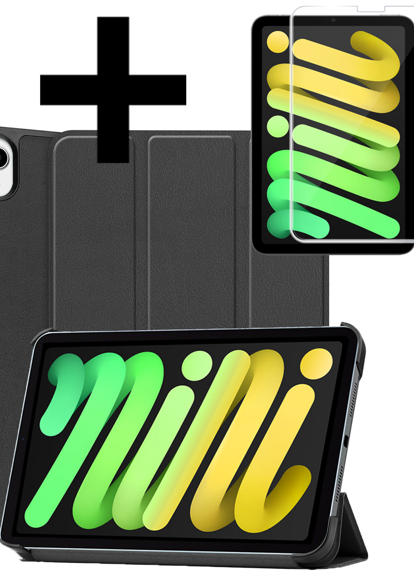 LUQ LUQ iPad Mini 7 Hoesje Met Screenprotector - Zwart