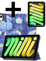 LUQ LUQ iPad Mini 7 Hoesje Met Screenprotector - Sterrenhemel