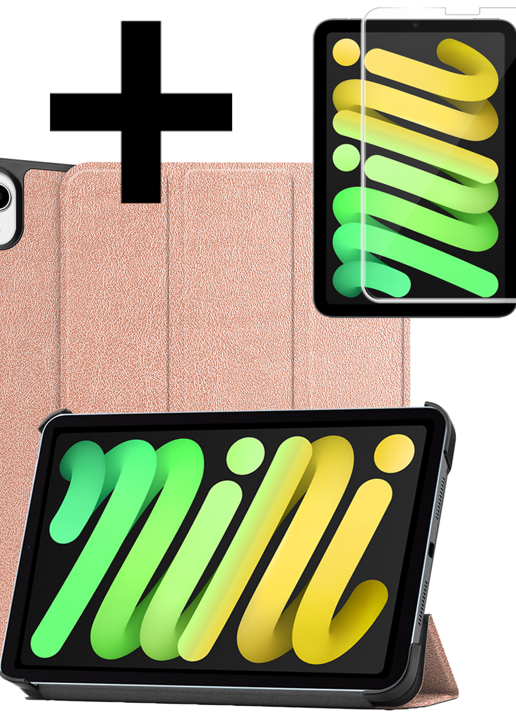 LUQ LUQ iPad Mini 7 Hoesje Met Screenprotector - Rose goud