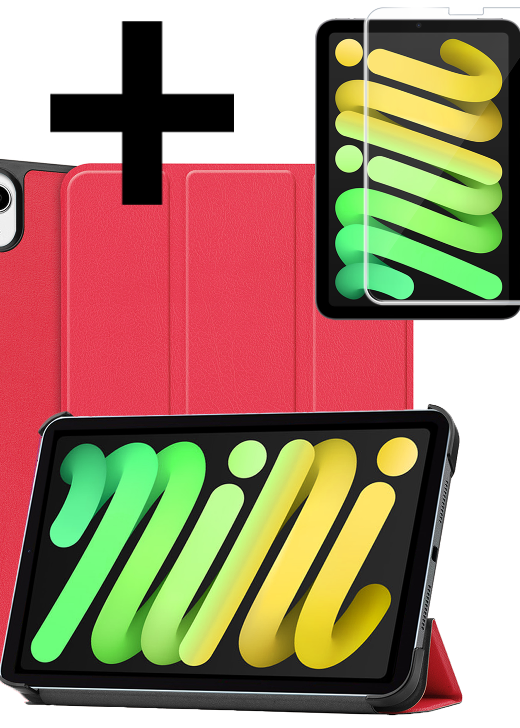 LUQ LUQ iPad Mini 7 Hoesje Met Screenprotector - Rood