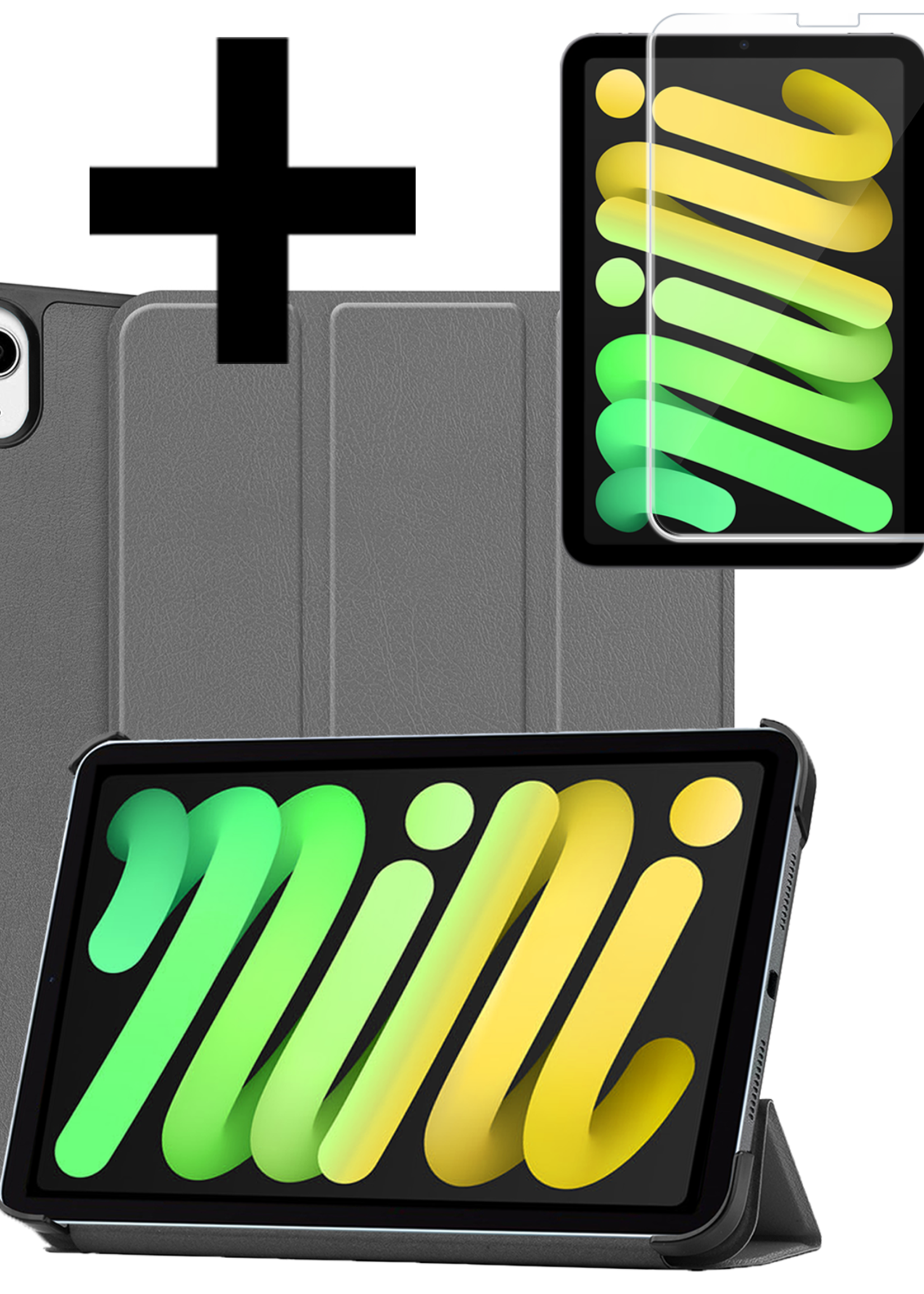 LUQ LUQ iPad Mini 7 Hoesje Met Screenprotector - Grijs