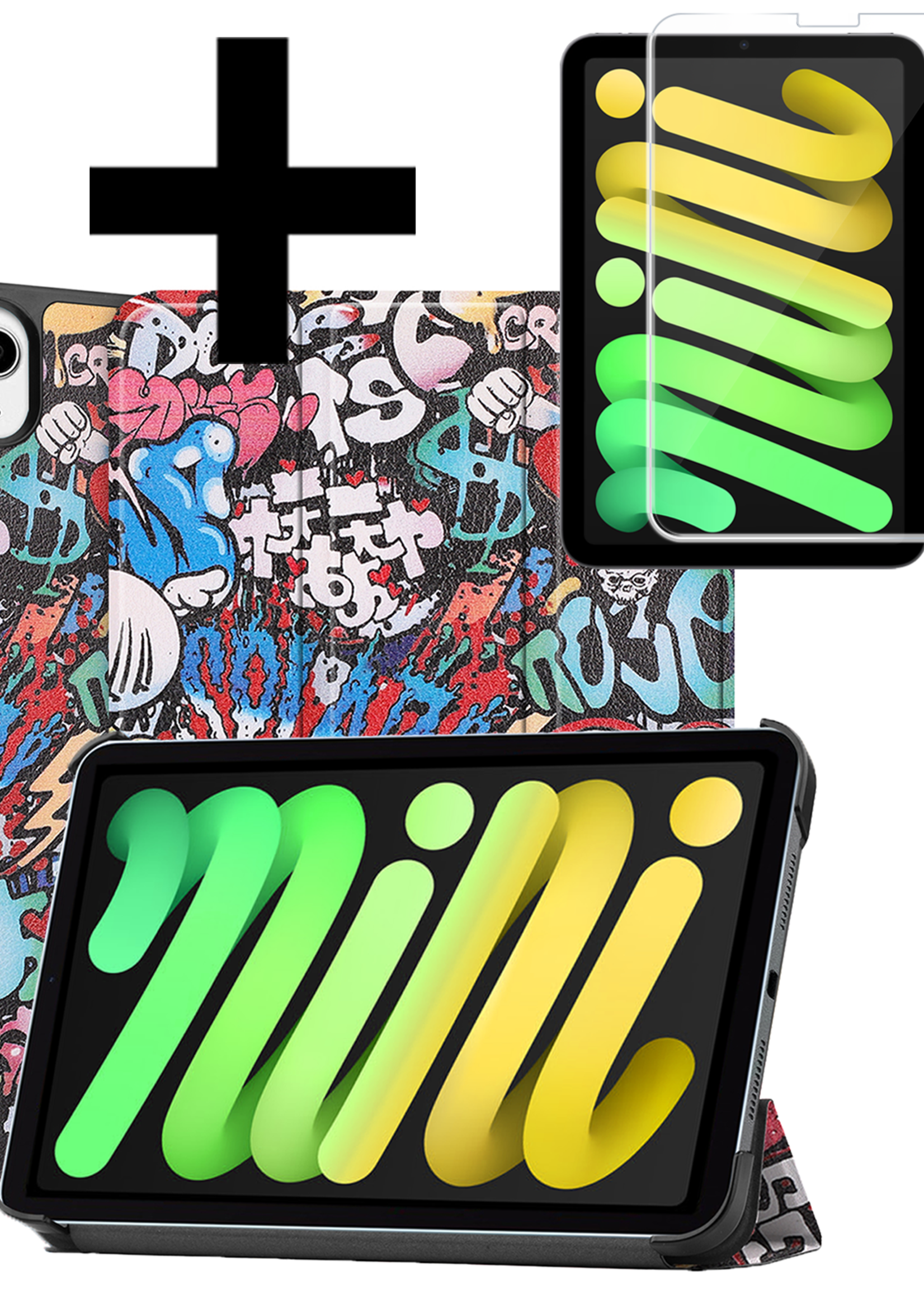 LUQ LUQ iPad Mini 7 Hoesje Met Screenprotector - Graffity