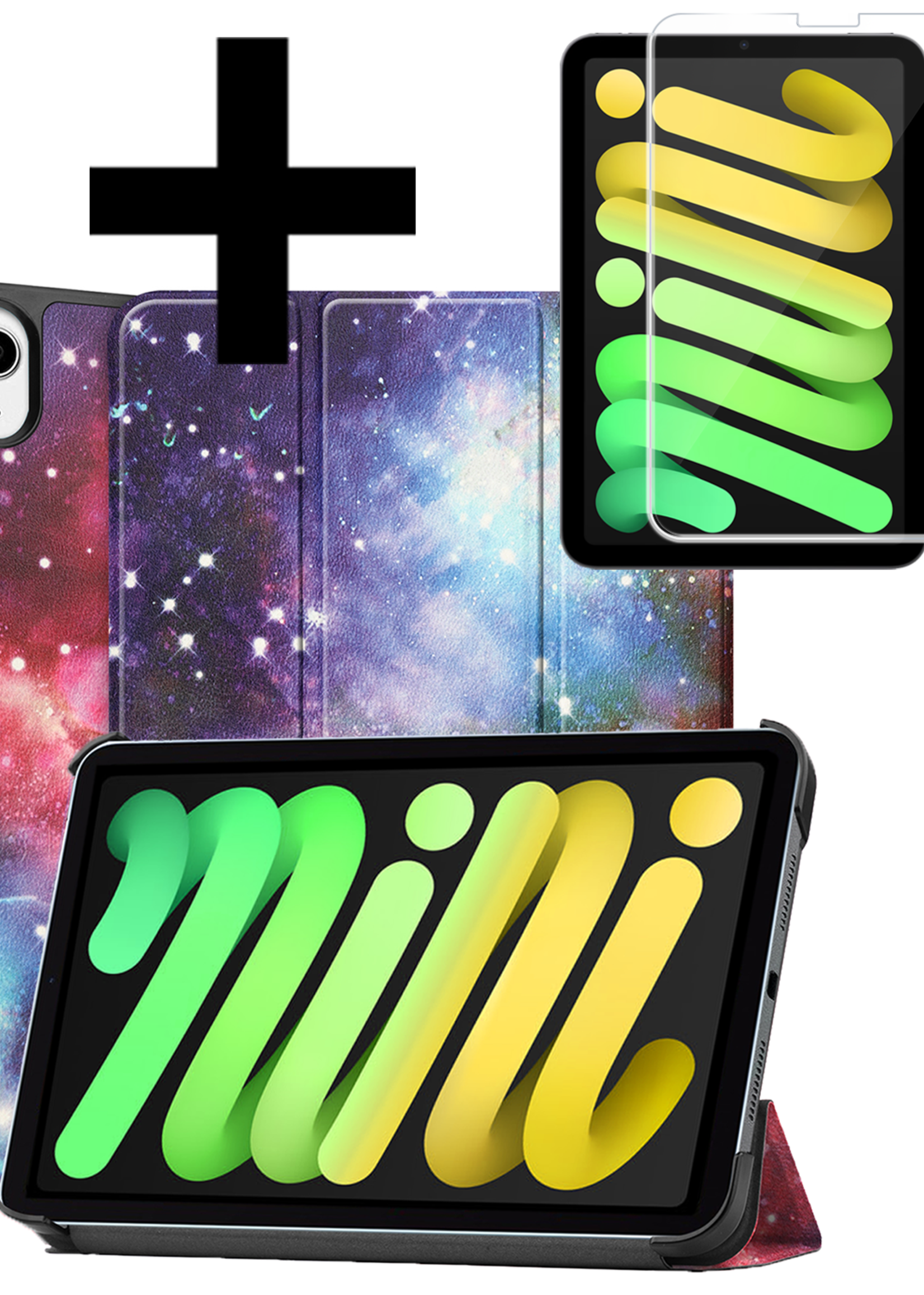 LUQ LUQ iPad Mini 7 Hoesje Met Screenprotector - Galaxy