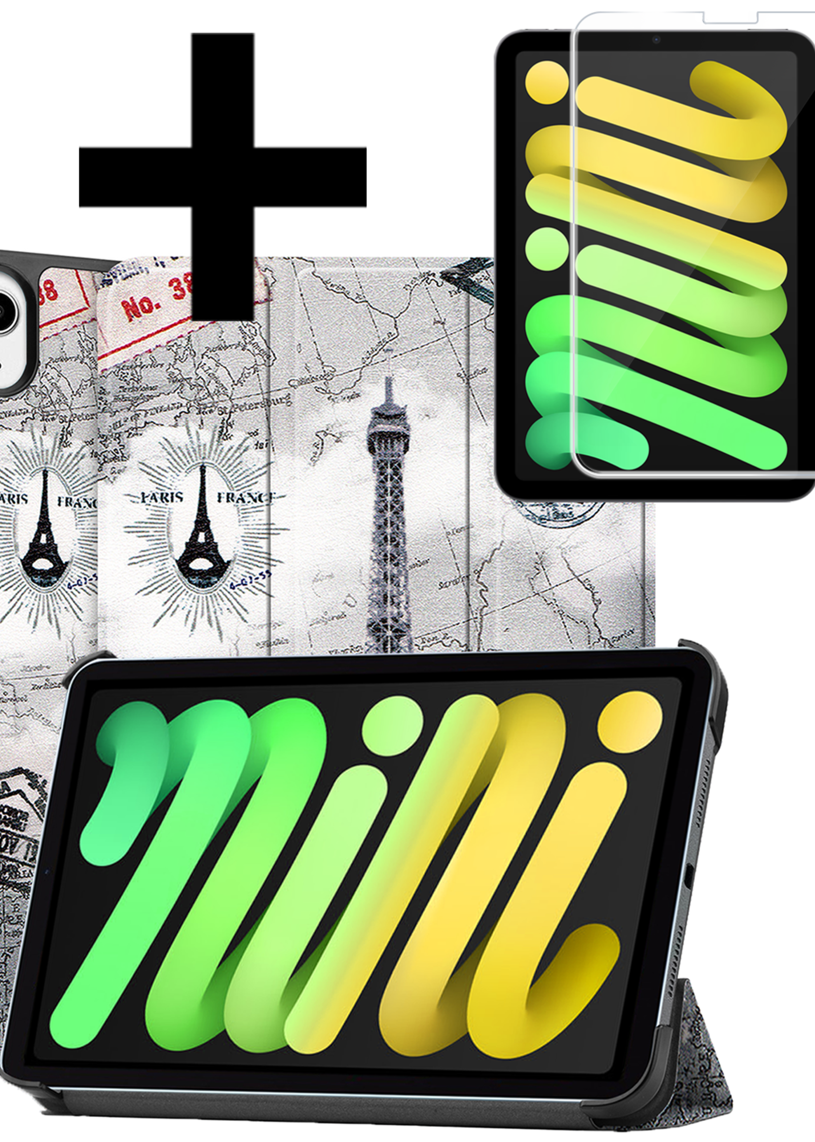 LUQ LUQ iPad Mini 7 Hoesje Met Screenprotector - Eiffeltoren