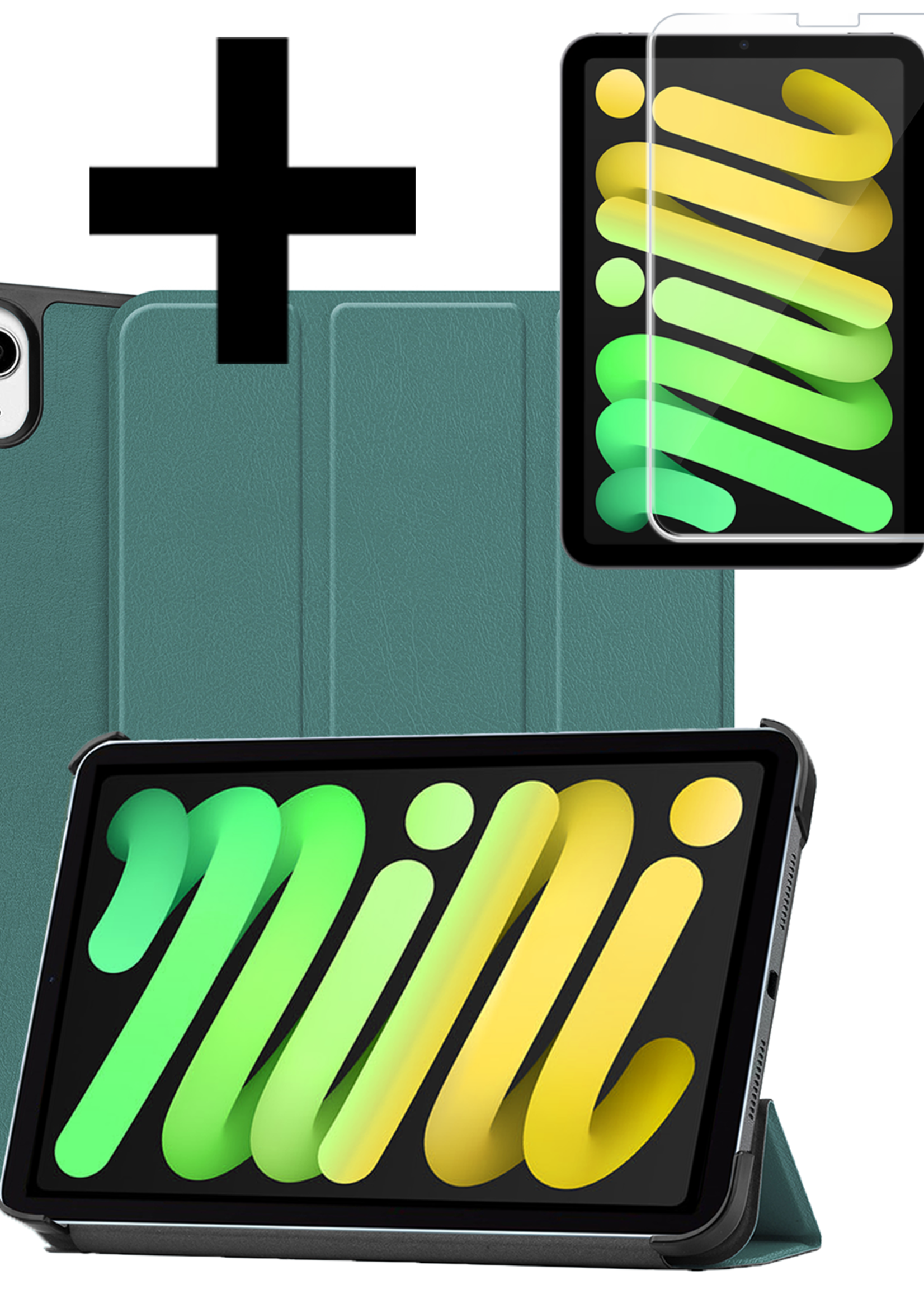 LUQ LUQ iPad Mini 7 Hoesje Met Screenprotector - Donkergroen