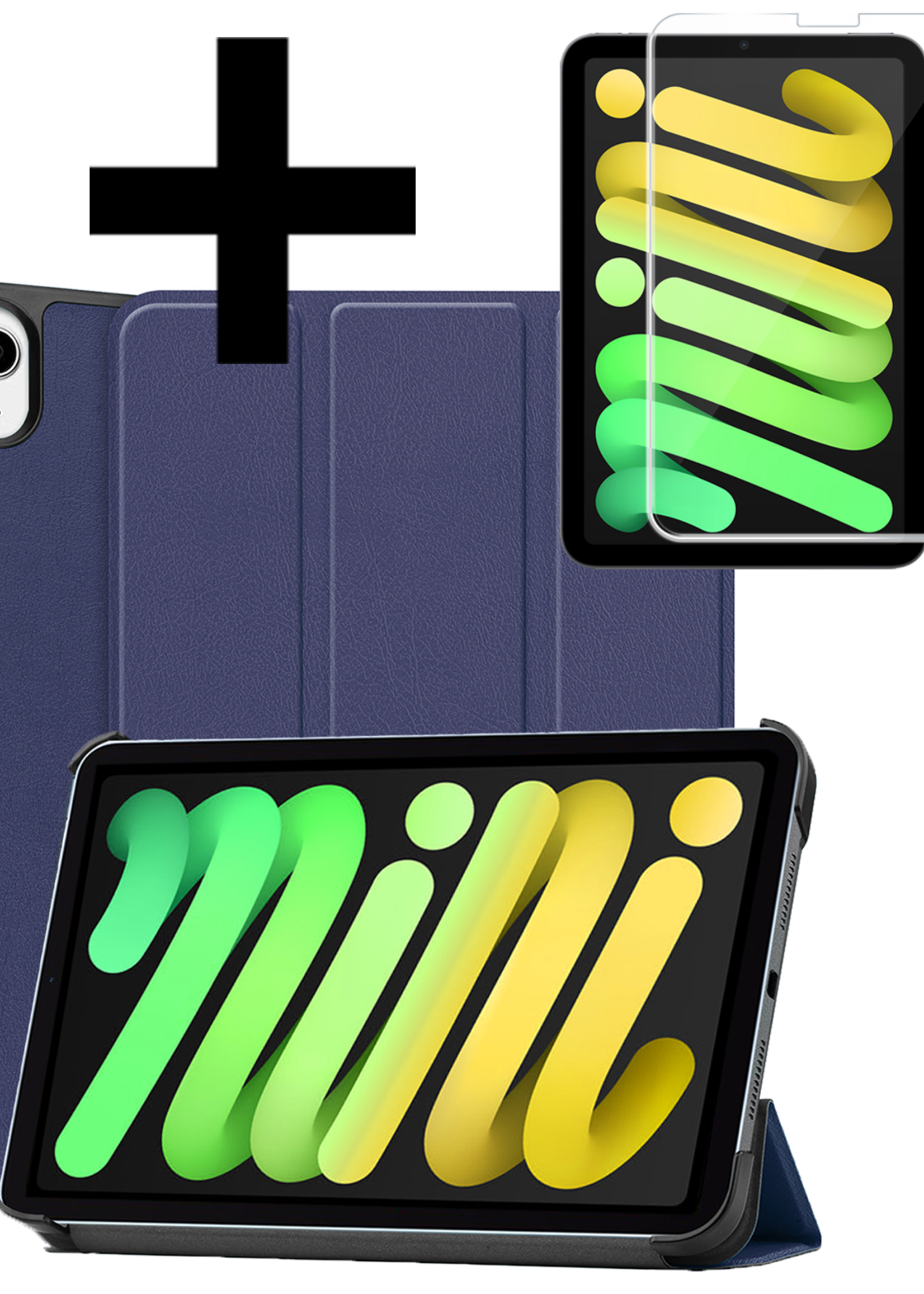 LUQ LUQ iPad Mini 7 Hoesje Met Screenprotector - Donkerblauw