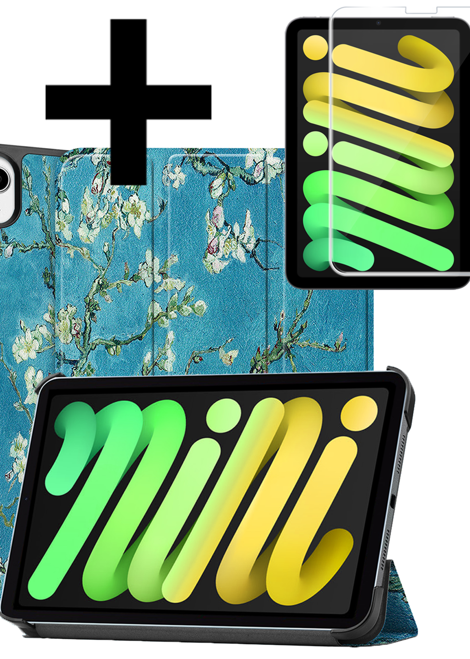LUQ LUQ iPad Mini 7 Hoesje Met Screenprotector - Bloemen