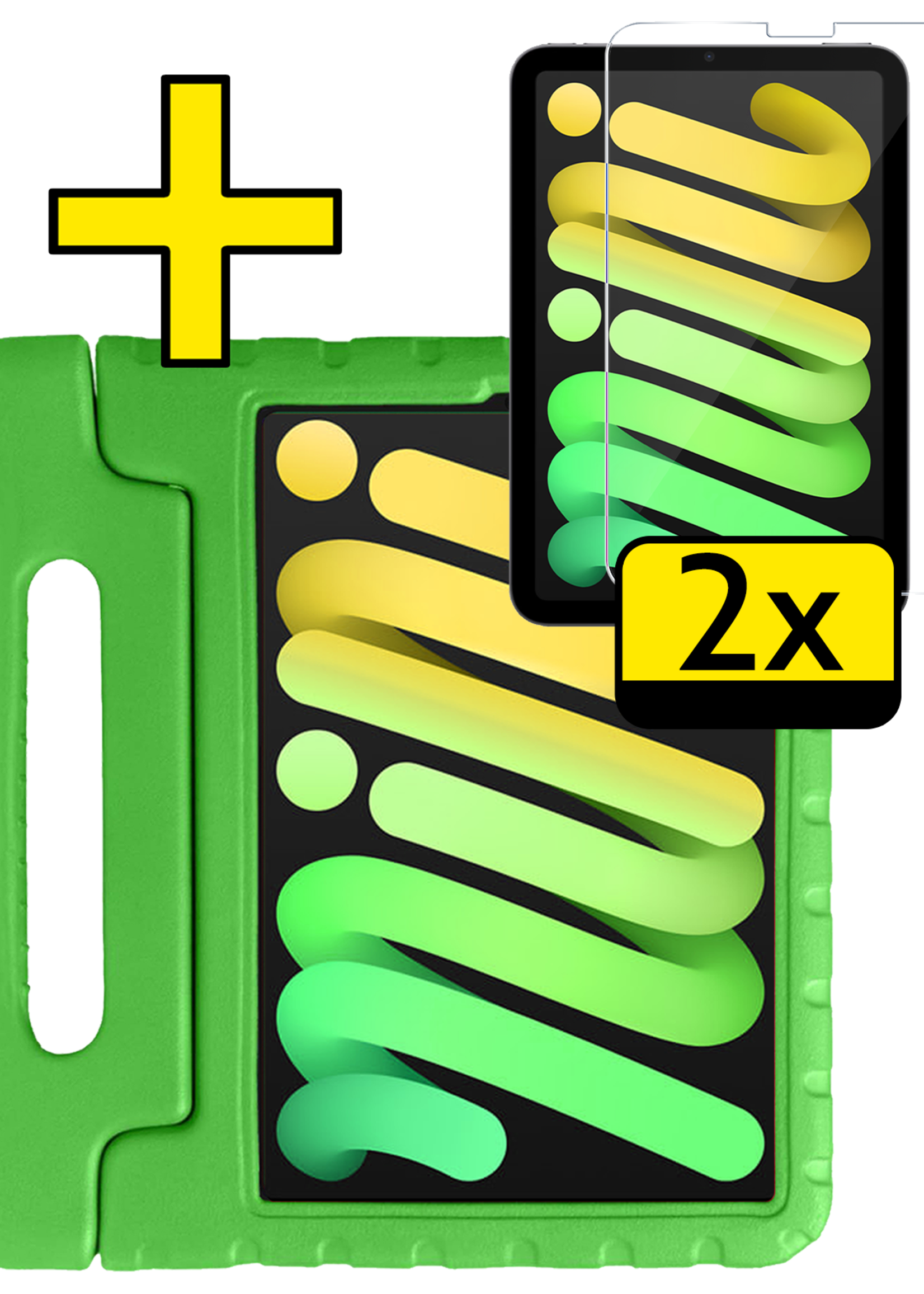 LUQ LUQ iPad Mini 7 Kinderhoes Met 2x Screenprotector - Groen