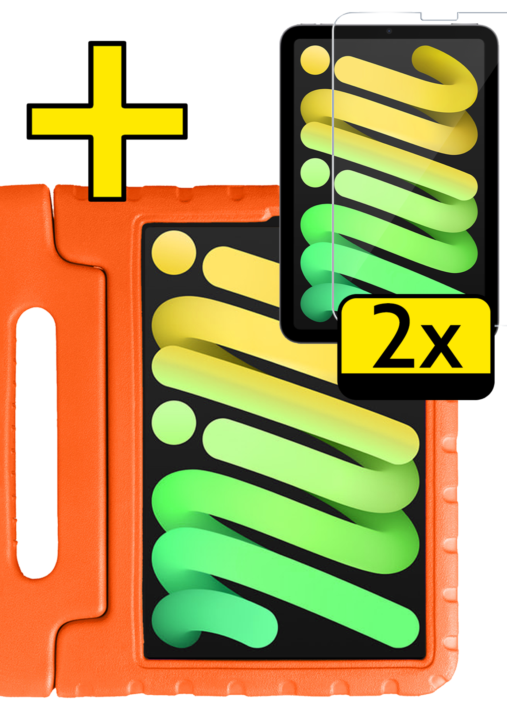 LUQ LUQ iPad Mini 7 Kinderhoes Met 2x Screenprotector - Oranje