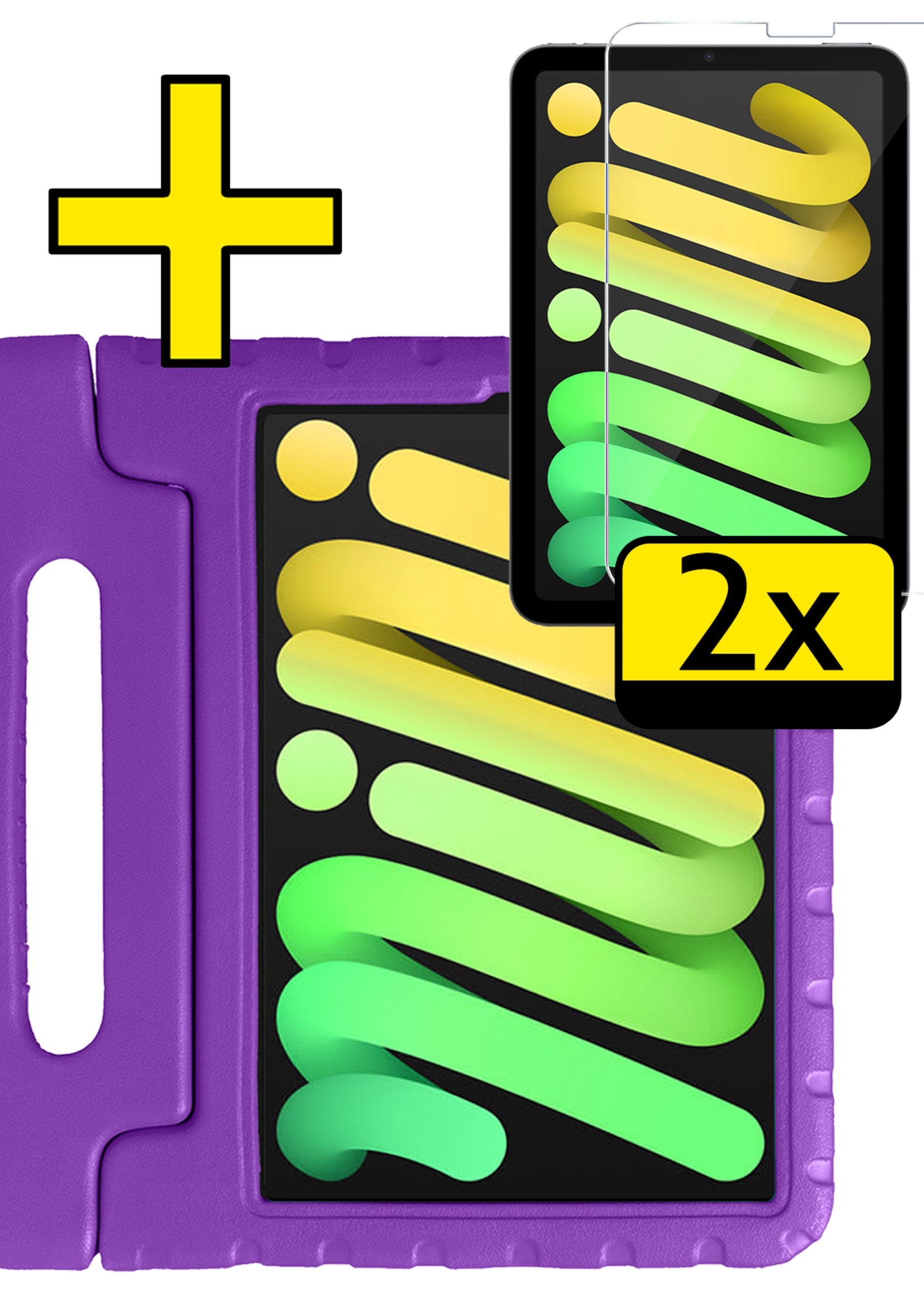 LUQ LUQ iPad Mini 7 Kinderhoes Met 2x Screenprotector - Paars