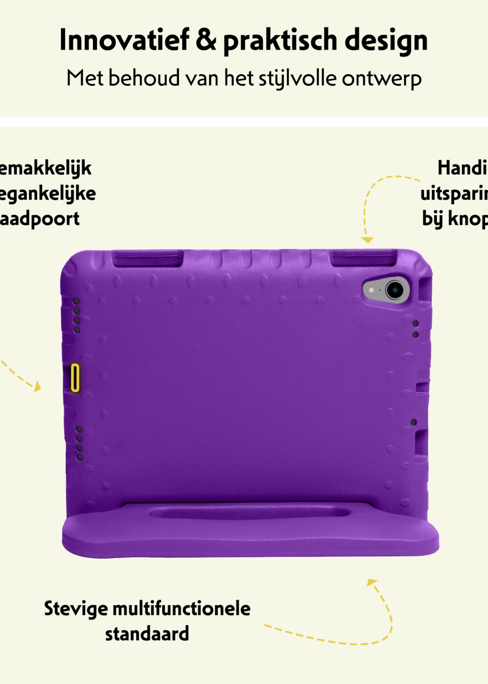 LUQ LUQ iPad Mini 7 Kinderhoes Met 2x Screenprotector - Paars