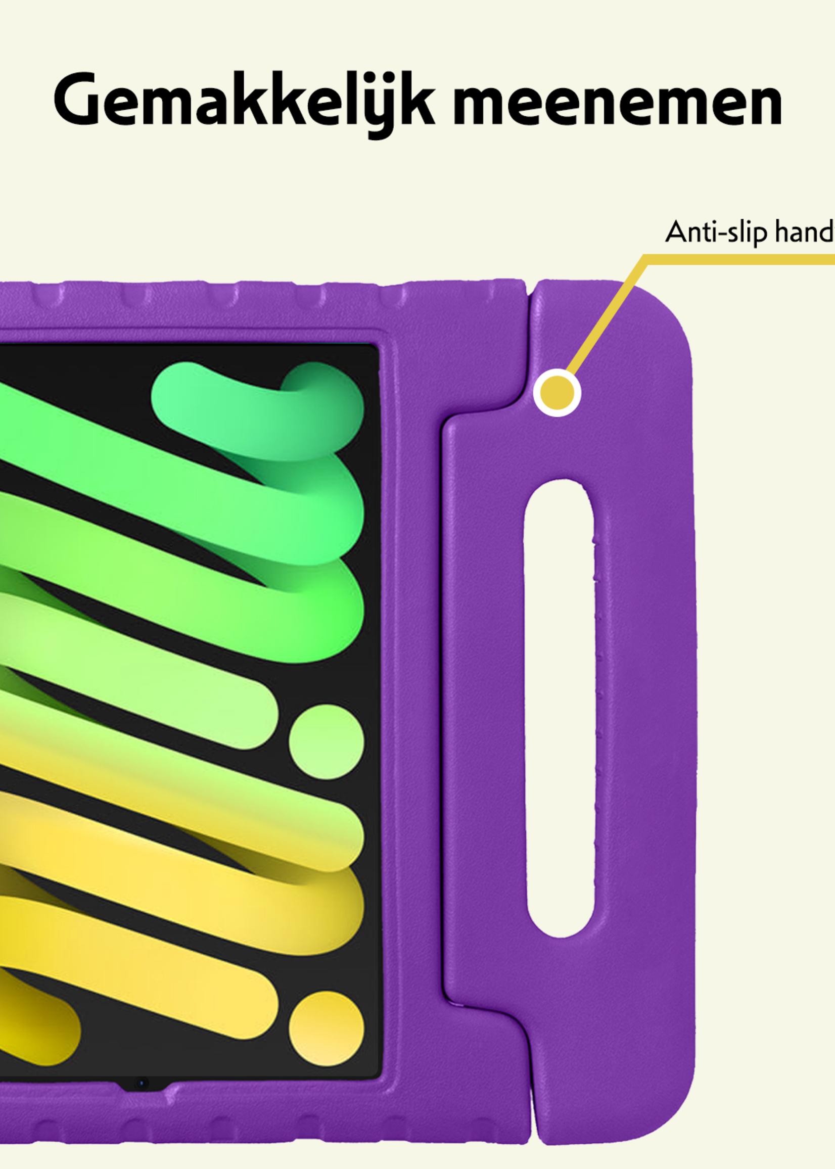 LUQ LUQ iPad Mini 7 Kinderhoes Met 2x Screenprotector - Paars