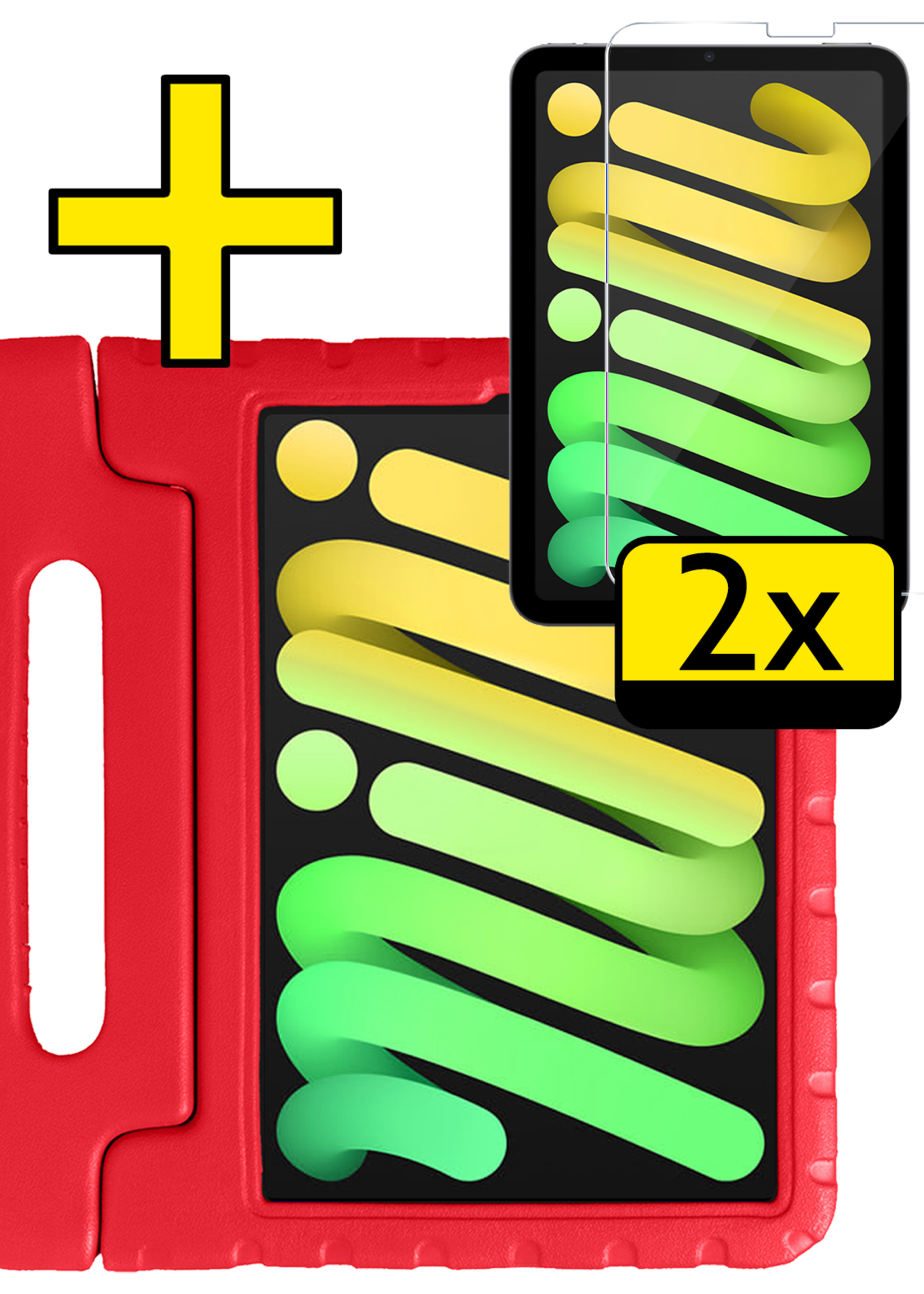 LUQ LUQ iPad Mini 7 Kinderhoes Met 2x Screenprotector - Rood