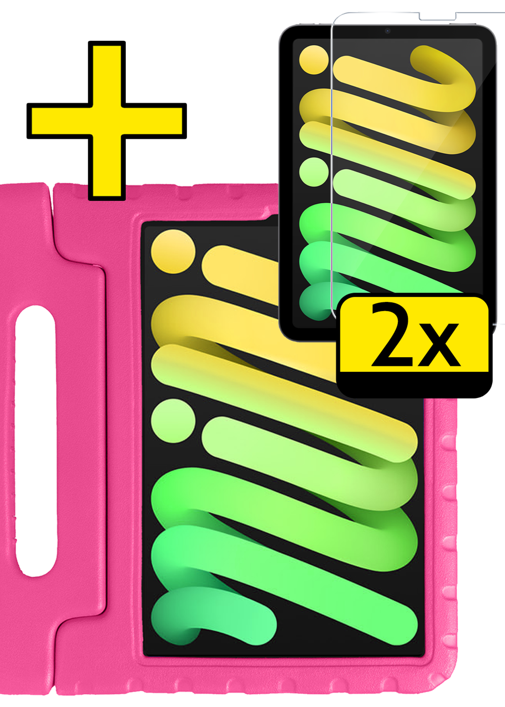 LUQ LUQ iPad Mini 7 Kinderhoes Met 2x Screenprotector - Roze