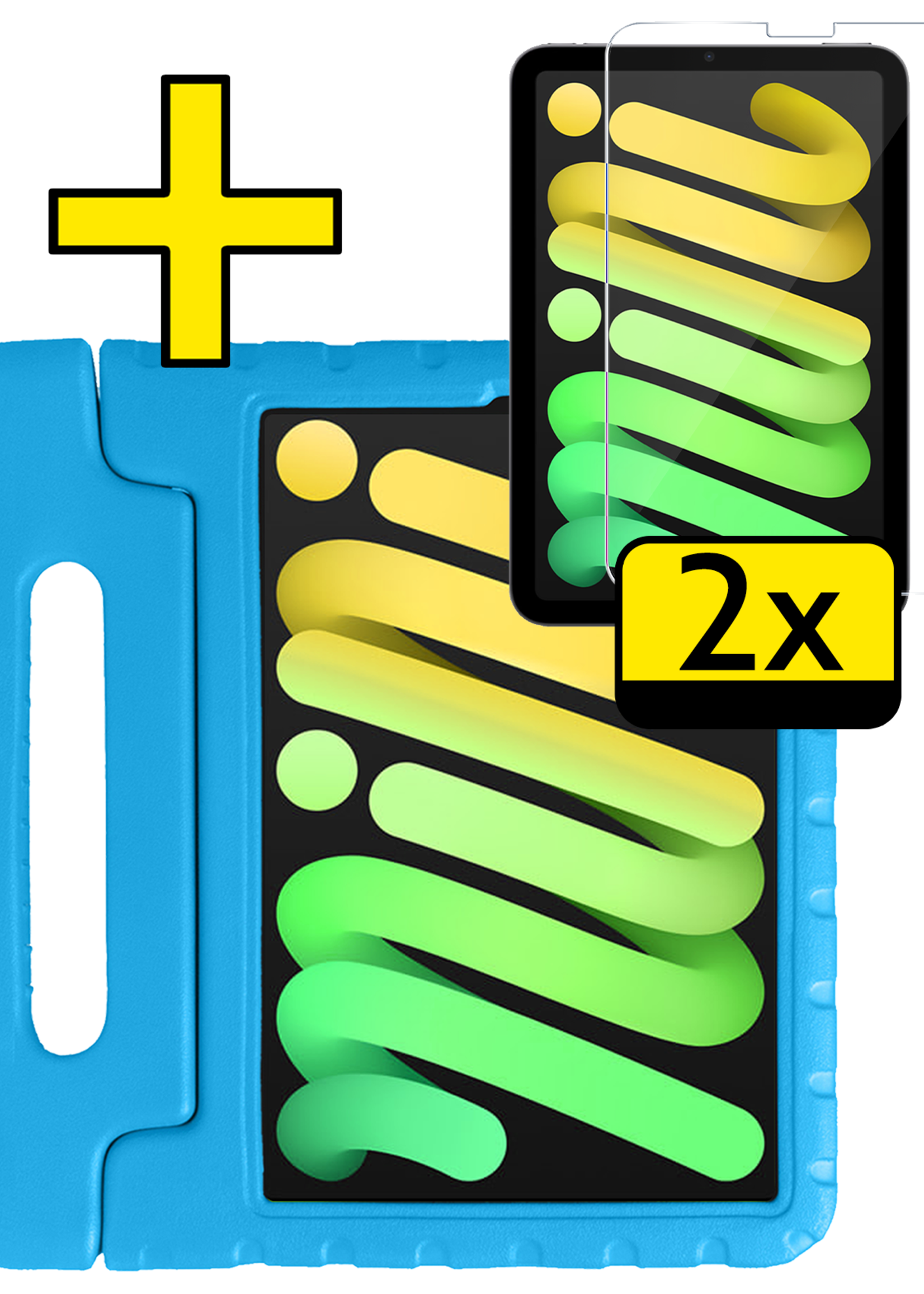 LUQ LUQ iPad Mini 7 Kinderhoes Met 2x Screenprotector - Blauw