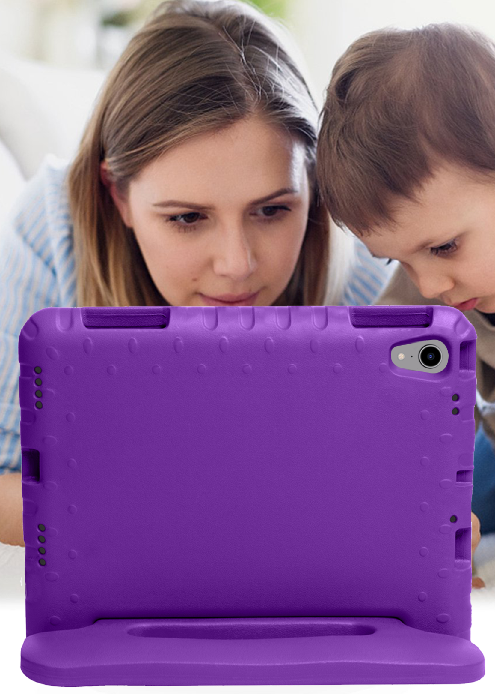 LUQ LUQ iPad Mini 7 Kinderhoes Met 2x Screenprotector - Paars