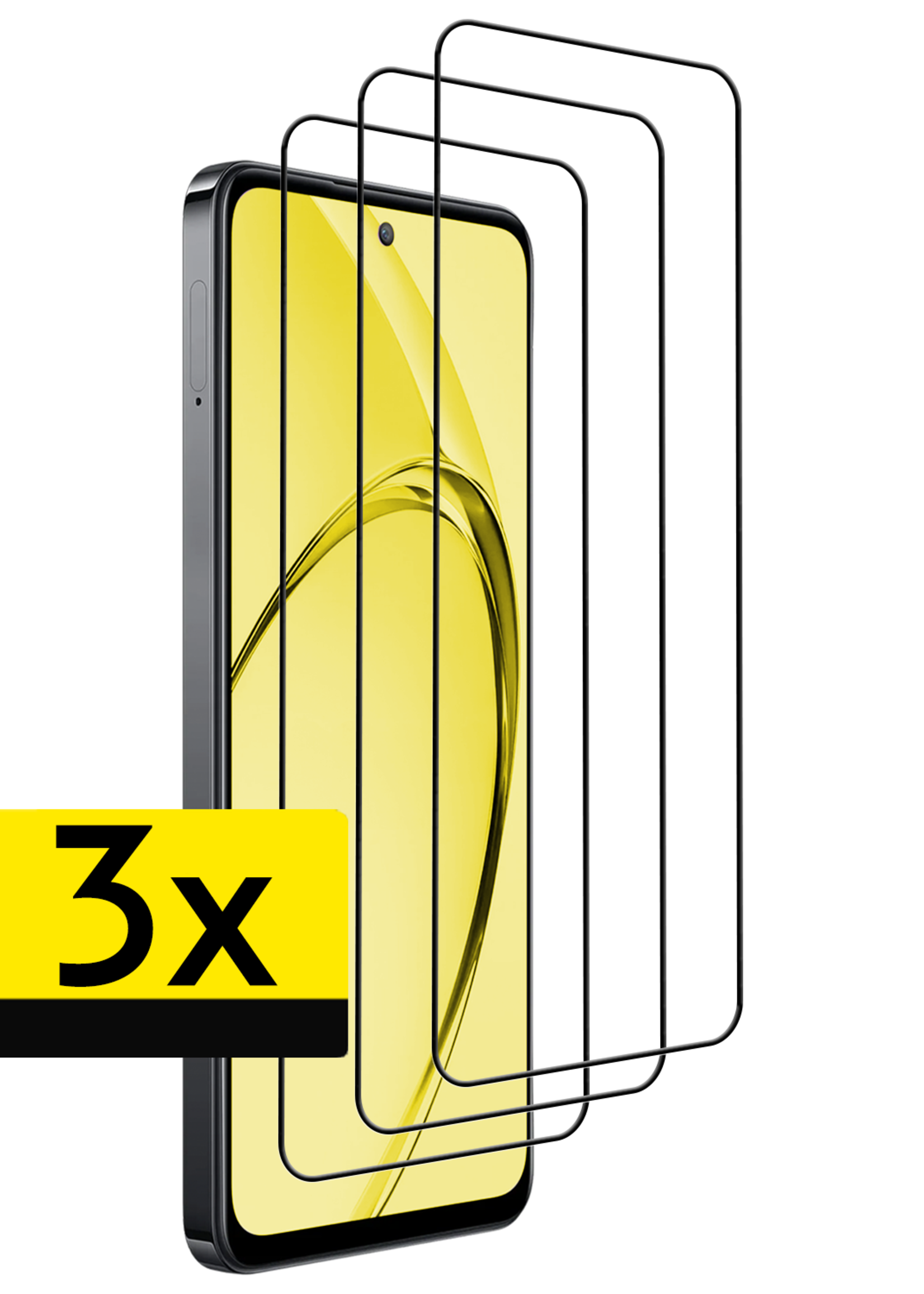 LUQ LUQ OPPO A80 Screenprotector Glas Full Cover - 3 PACK