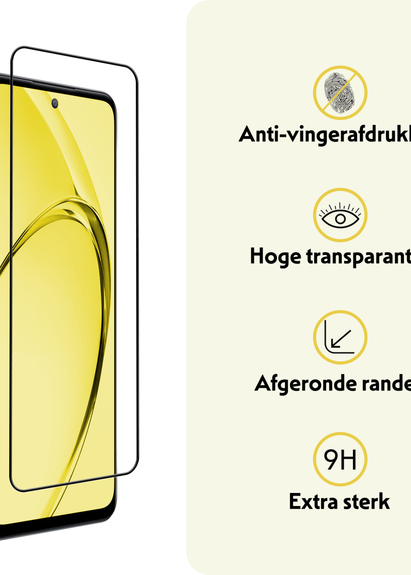 LUQ LUQ OPPO A80 Screenprotector Glas Full Cover - 3 PACK