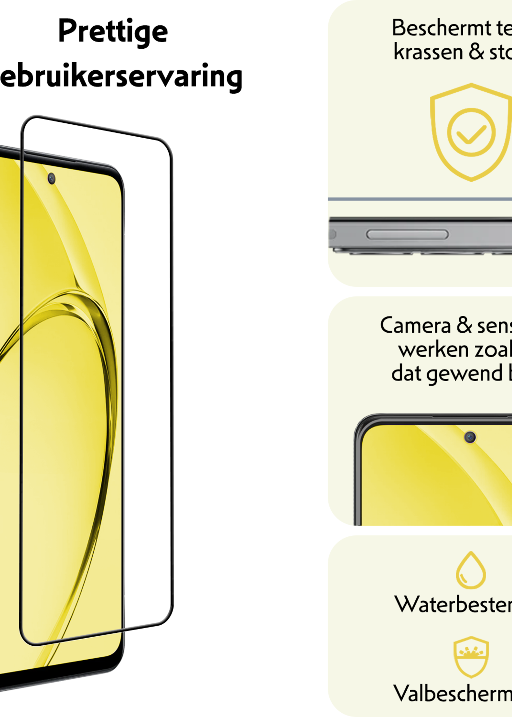 LUQ LUQ OPPO A80 Screenprotector Glas Full Cover - 3 PACK