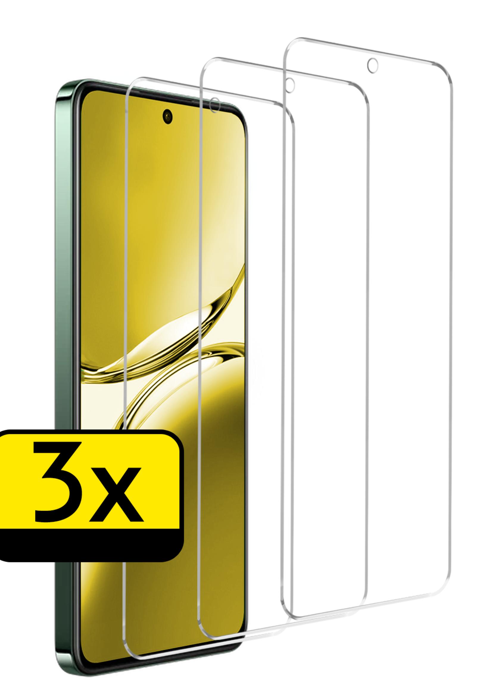 LUQ LUQ OPPO Reno 12F Screenprotector Glas - 3 PACK