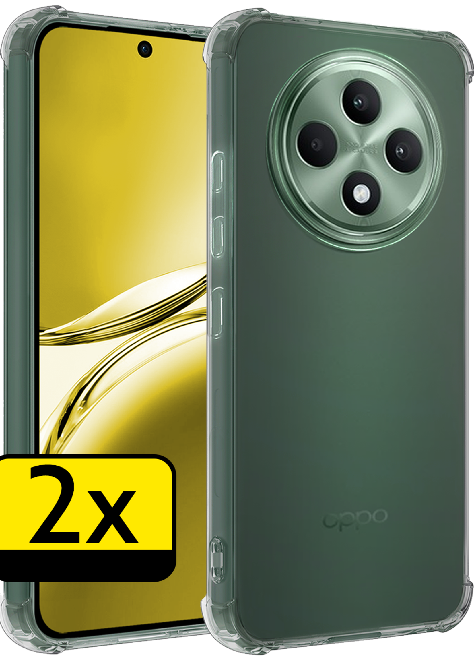 LUQ LUQ OPPO Reno 12F Hoesje Shockproof - Transparant - 2 PACK