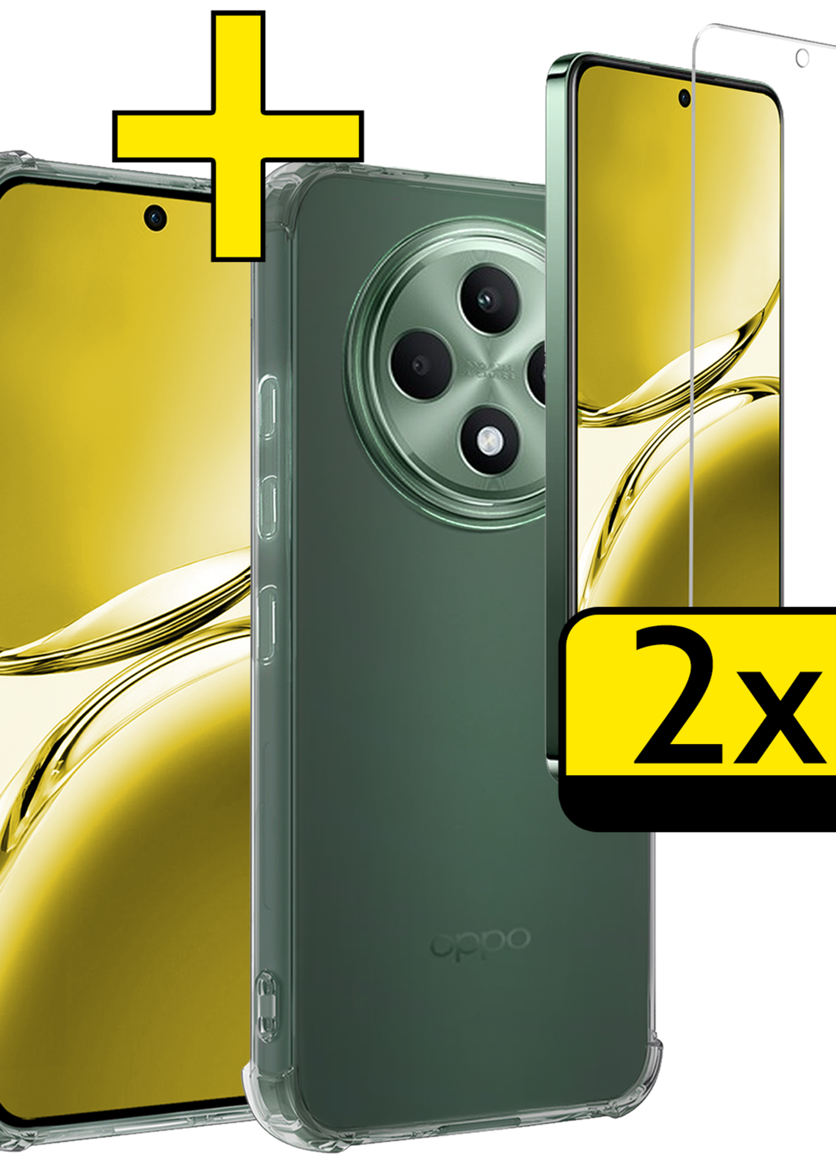 LUQ LUQ OPPO Reno 12F Hoesje Shockproof Met 2x Screenprotector