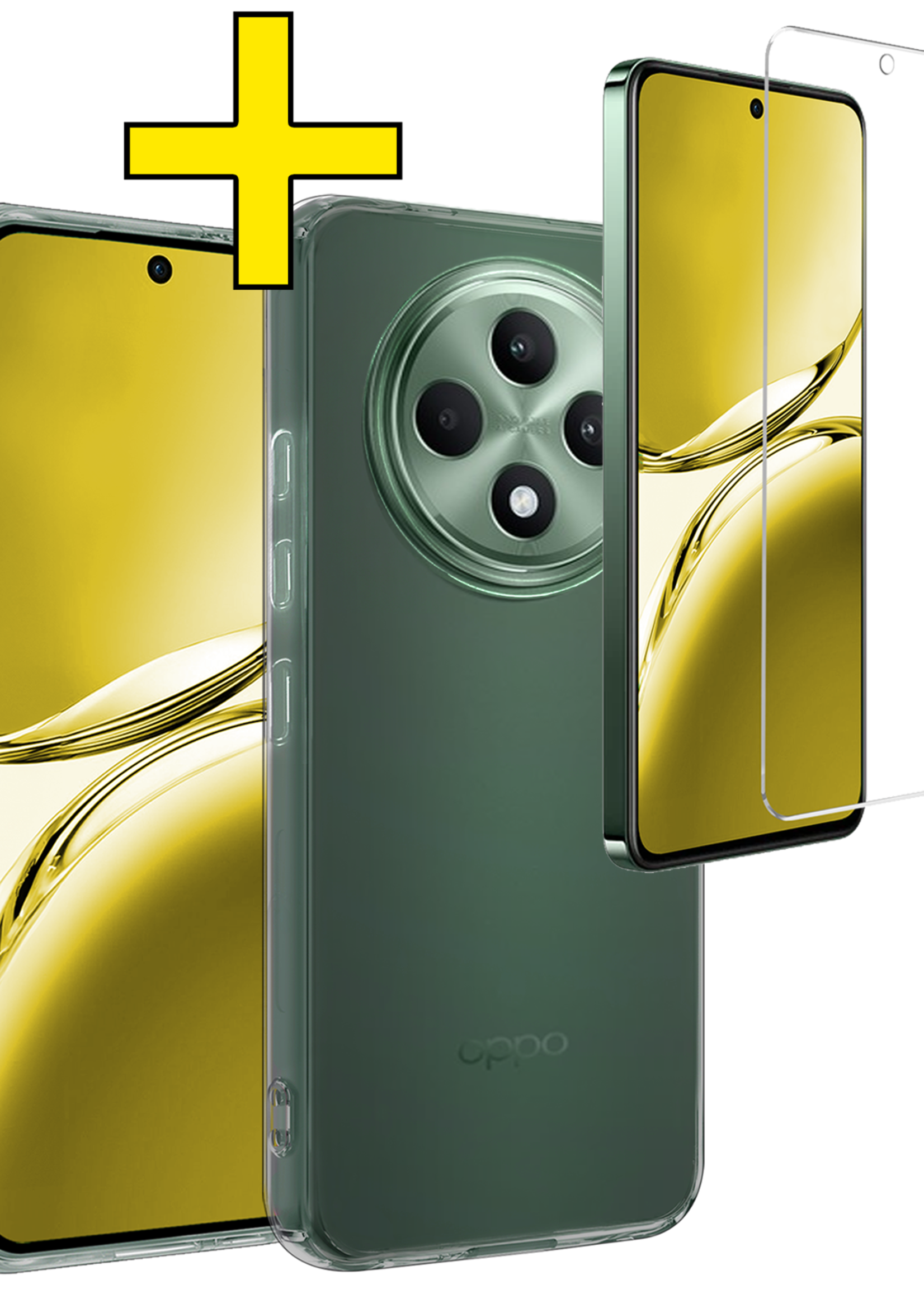 LUQ LUQ OPPO Reno 12F Hoesje Siliconen Met Screenprotector - Transparant