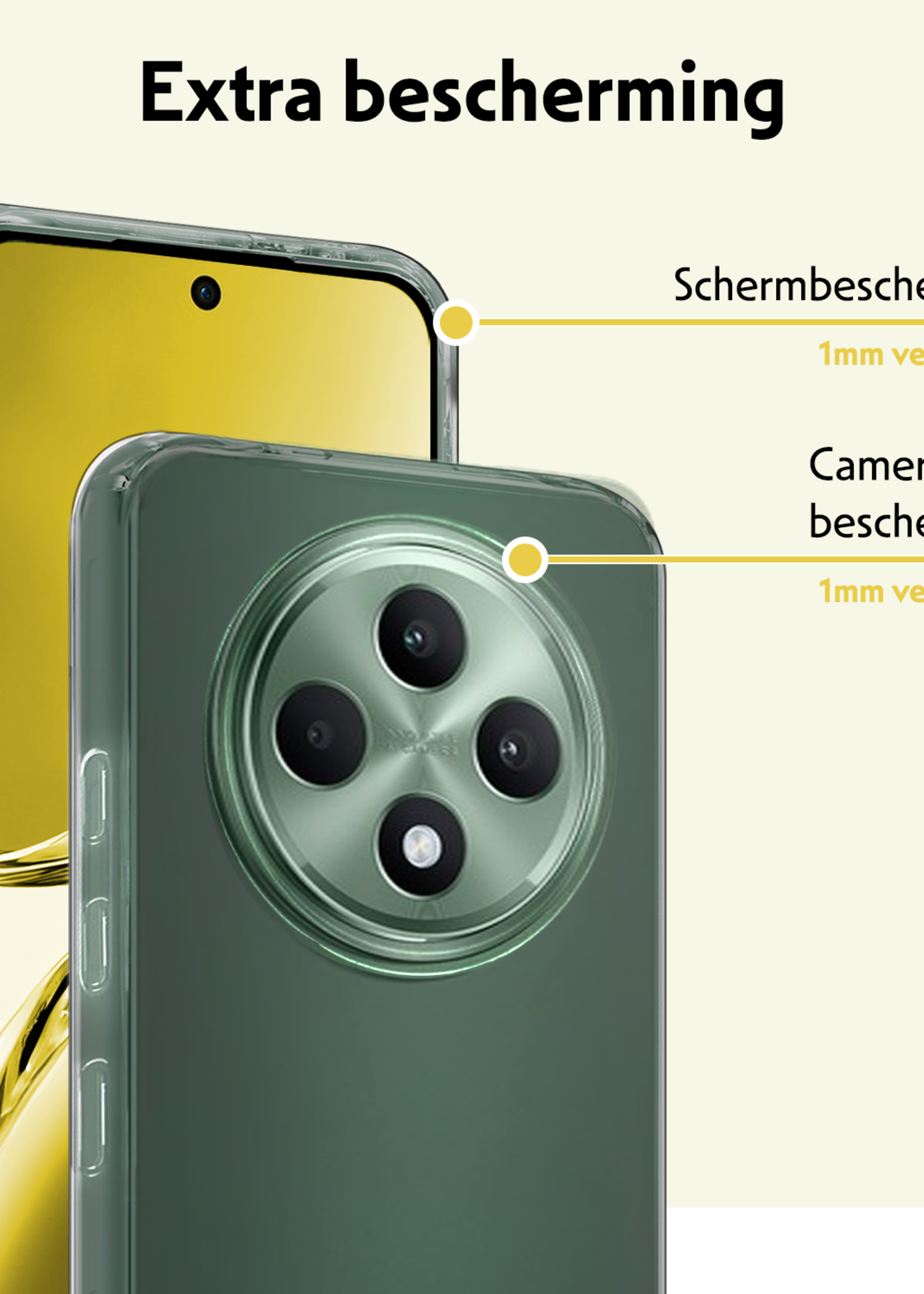 LUQ LUQ OPPO Reno 12F Hoesje Siliconen Met Screenprotector - Transparant