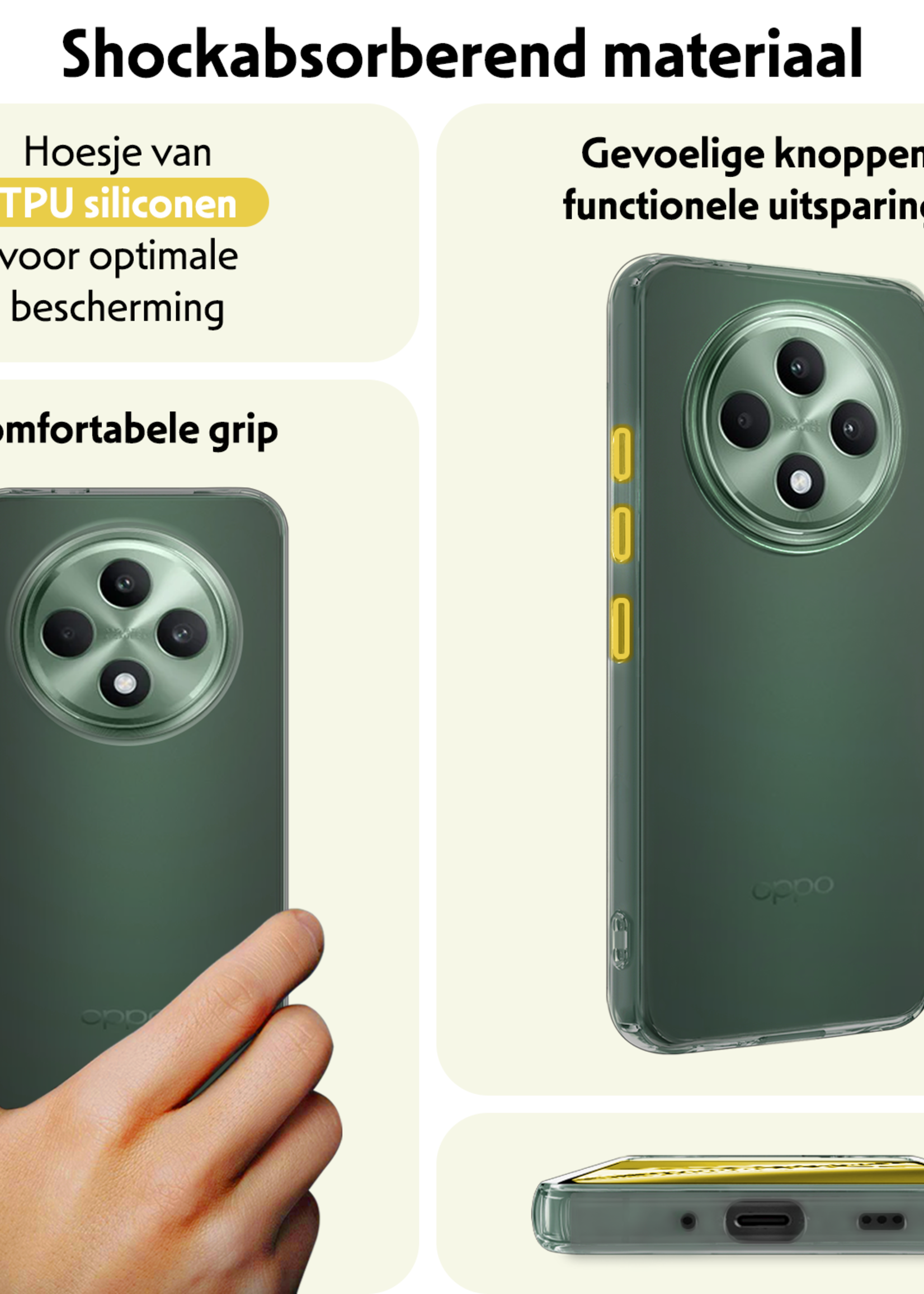 LUQ LUQ OPPO Reno 12F Hoesje Siliconen Met Screenprotector - Transparant