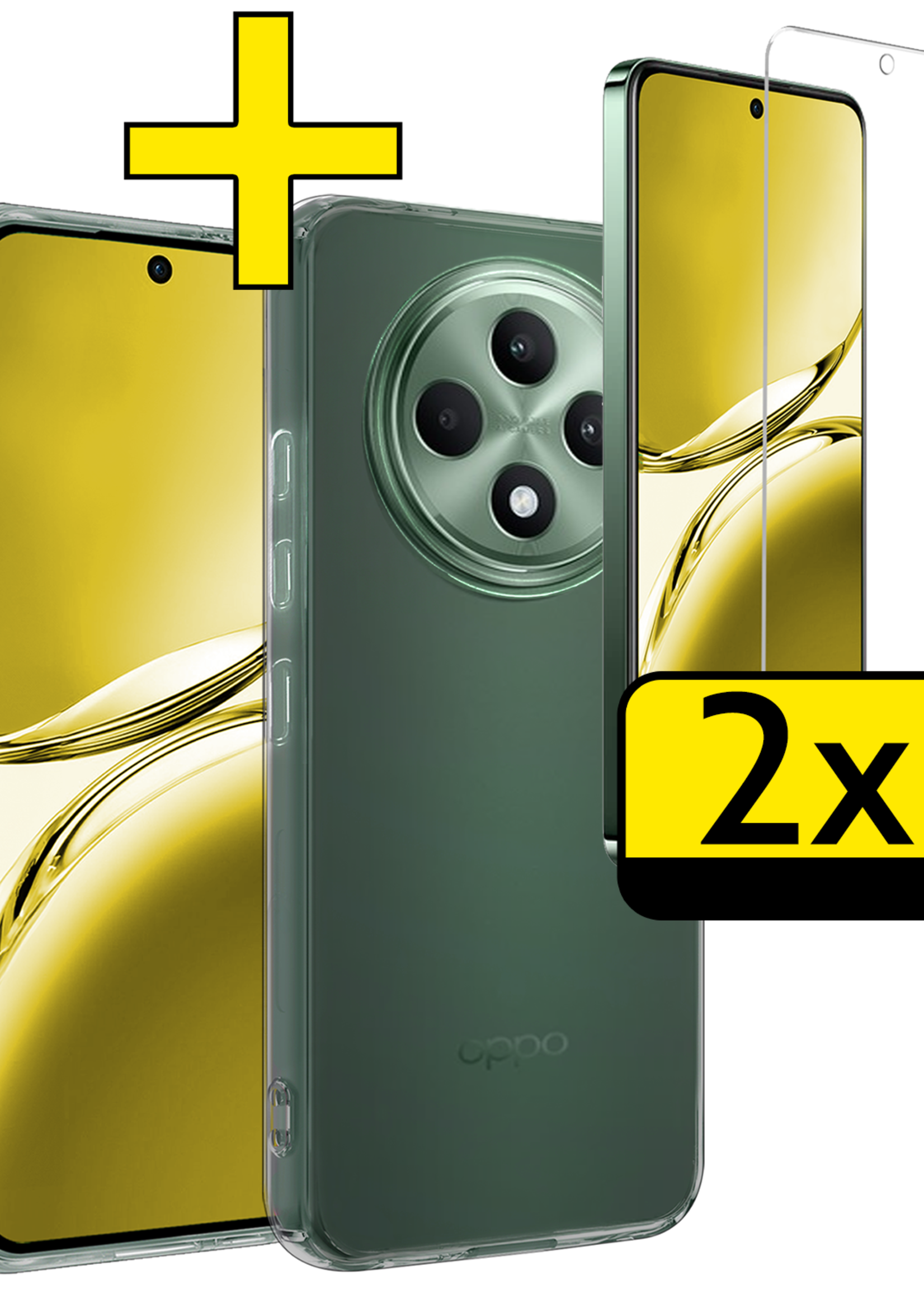 LUQ LUQ OPPO Reno 12F Hoesje Siliconen Met 2x Screenprotector - Transparant