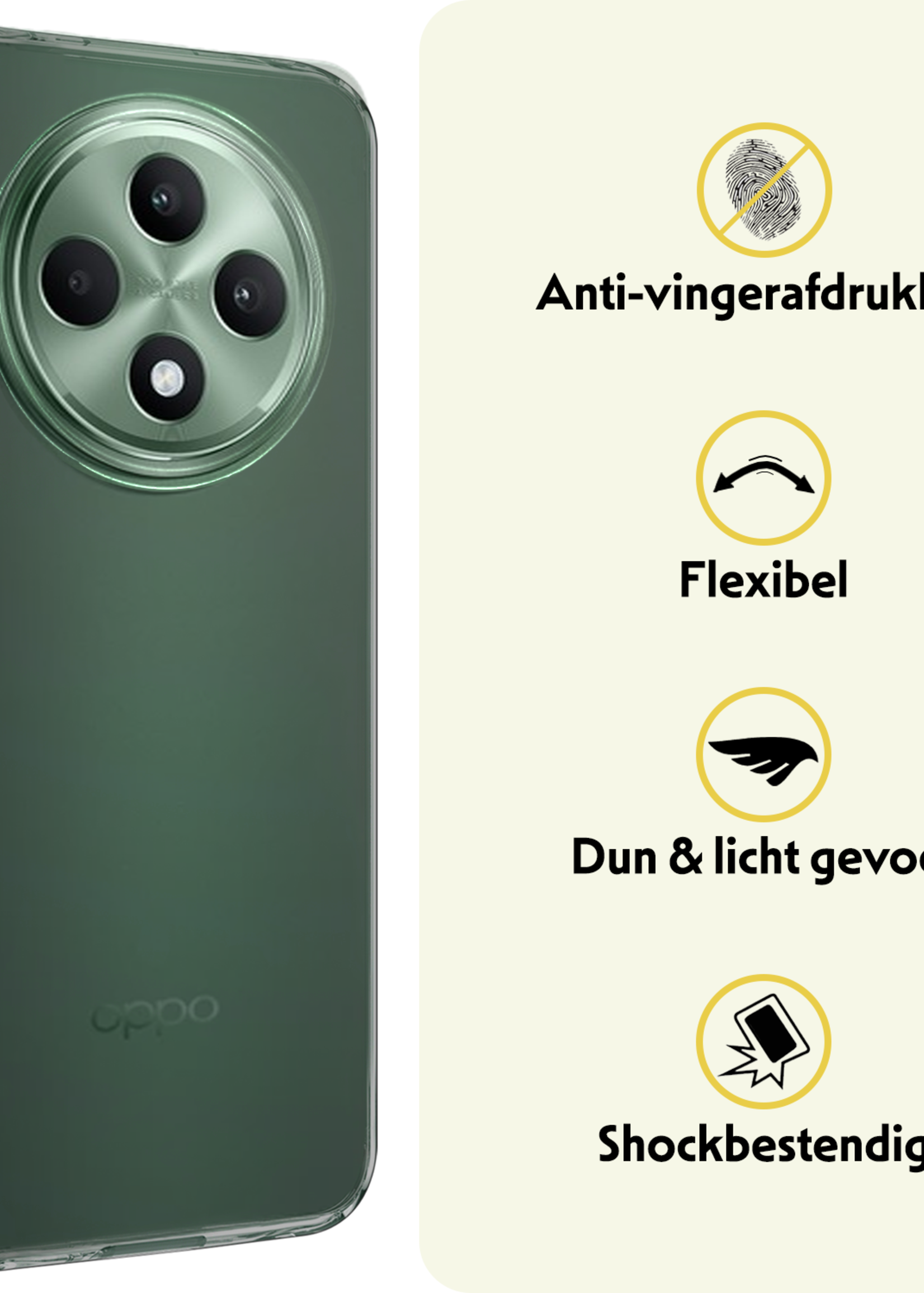 LUQ LUQ OPPO Reno 12F Hoesje Siliconen Met 2x Screenprotector - Transparant