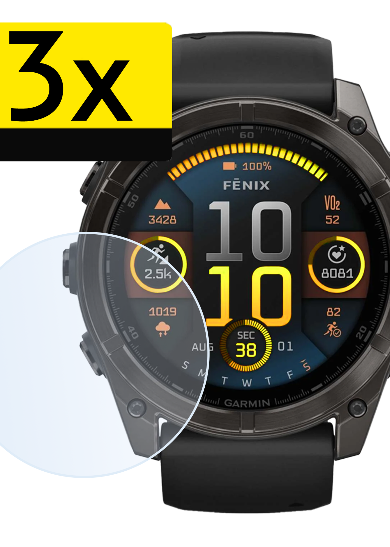 LUQ LUQ Garmin Fenix 8 (43 mm) Screenprotector - 3 PACK