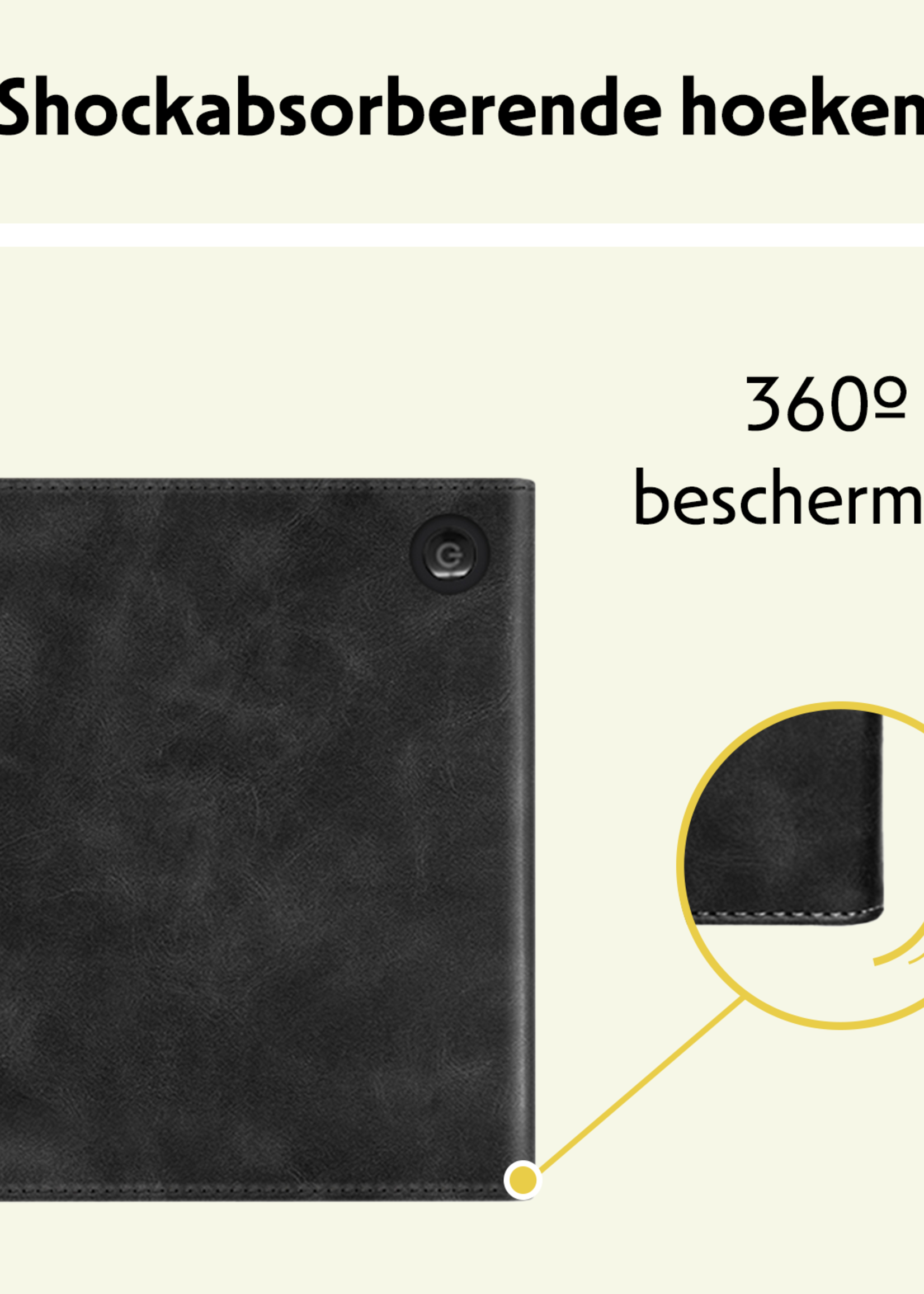 LUQ LUQ Kobo Libra Colour Hoesje Leer Met Screenprotector - Zwart