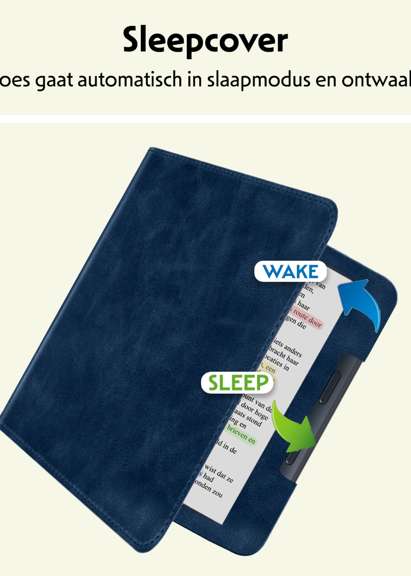 LUQ LUQ Kobo Libra Colour Hoesje Leer Met Screenprotector - Donkerblauw