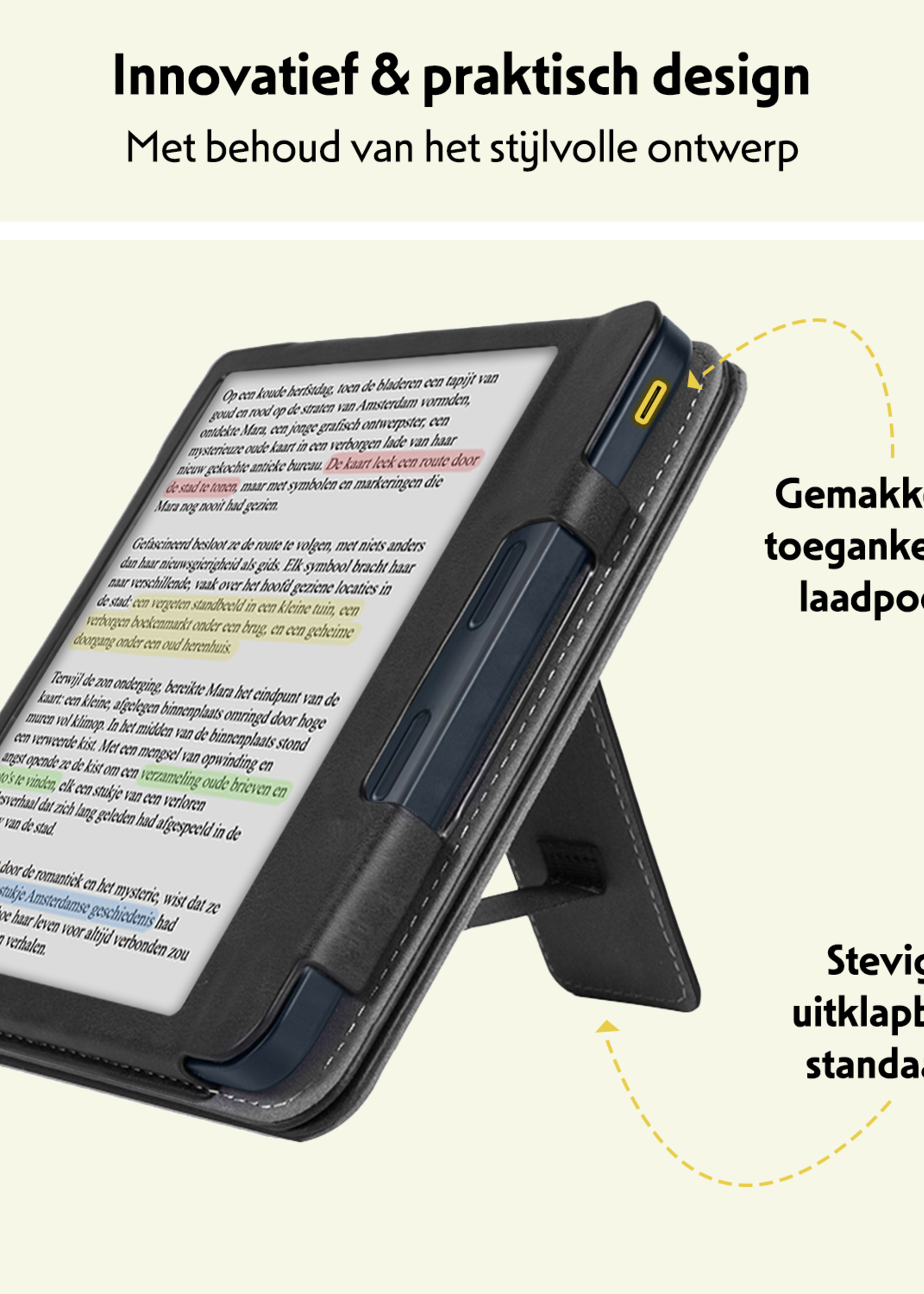 LUQ LUQ Kobo Libra Colour Hoesje Leer - Zwart