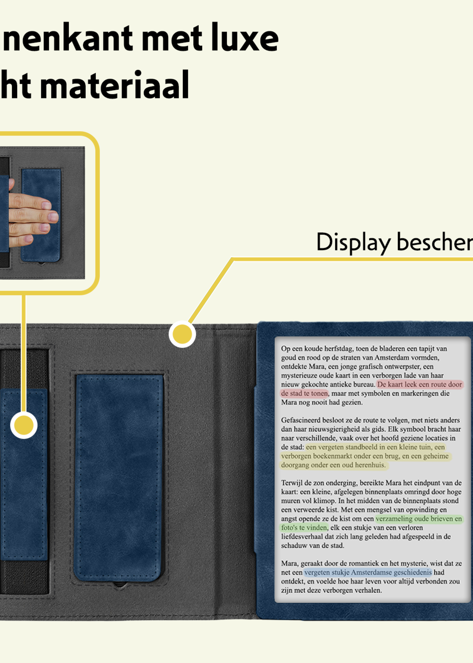 LUQ LUQ Kobo Libra Colour Hoesje Leer - Donkerblauw