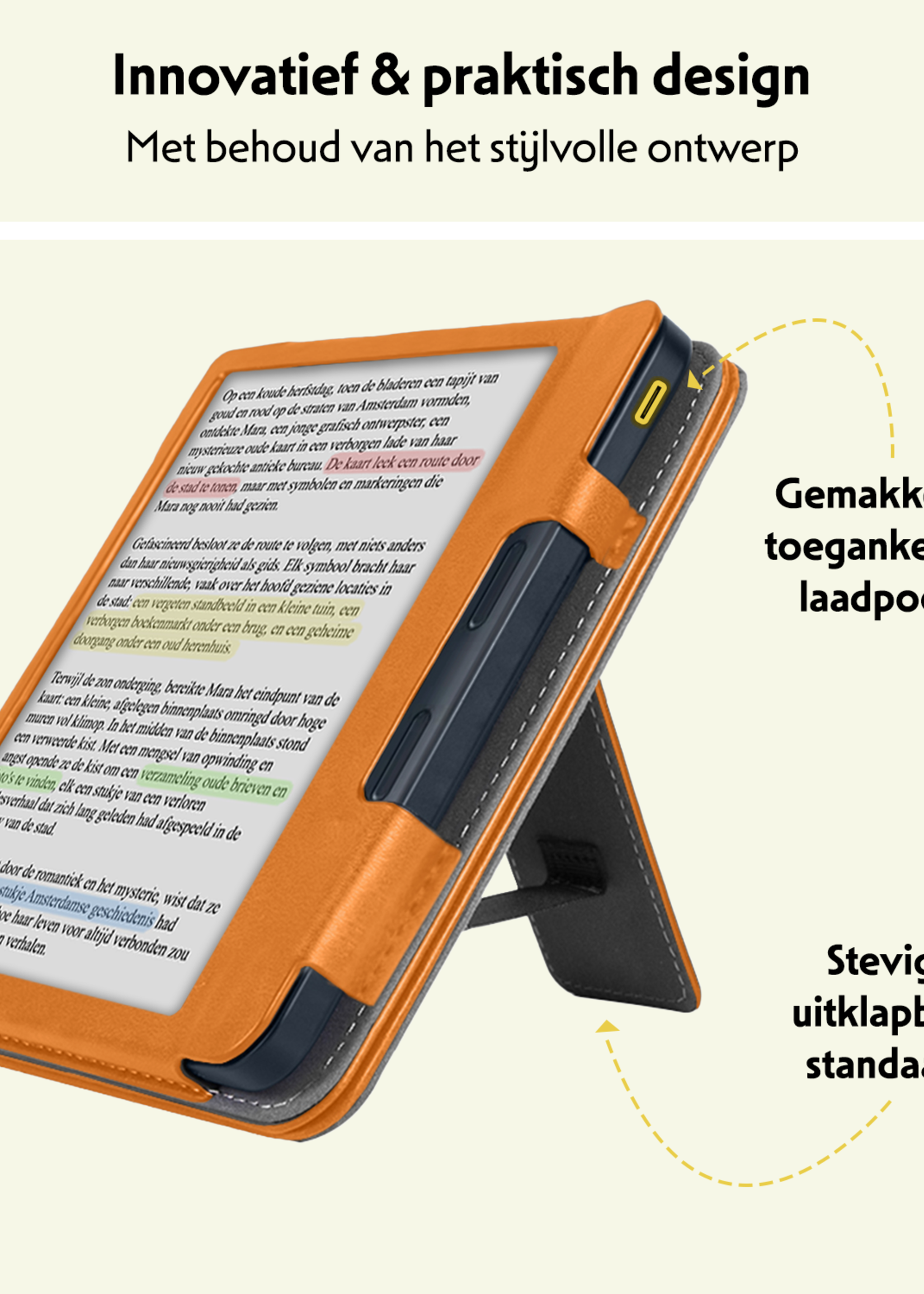 LUQ LUQ Kobo Libra Colour Hoesje Leer - Bruin