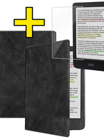 LUQ LUQ Kobo Clara BW Hoesje Leer Met Screenprotector - Zwart