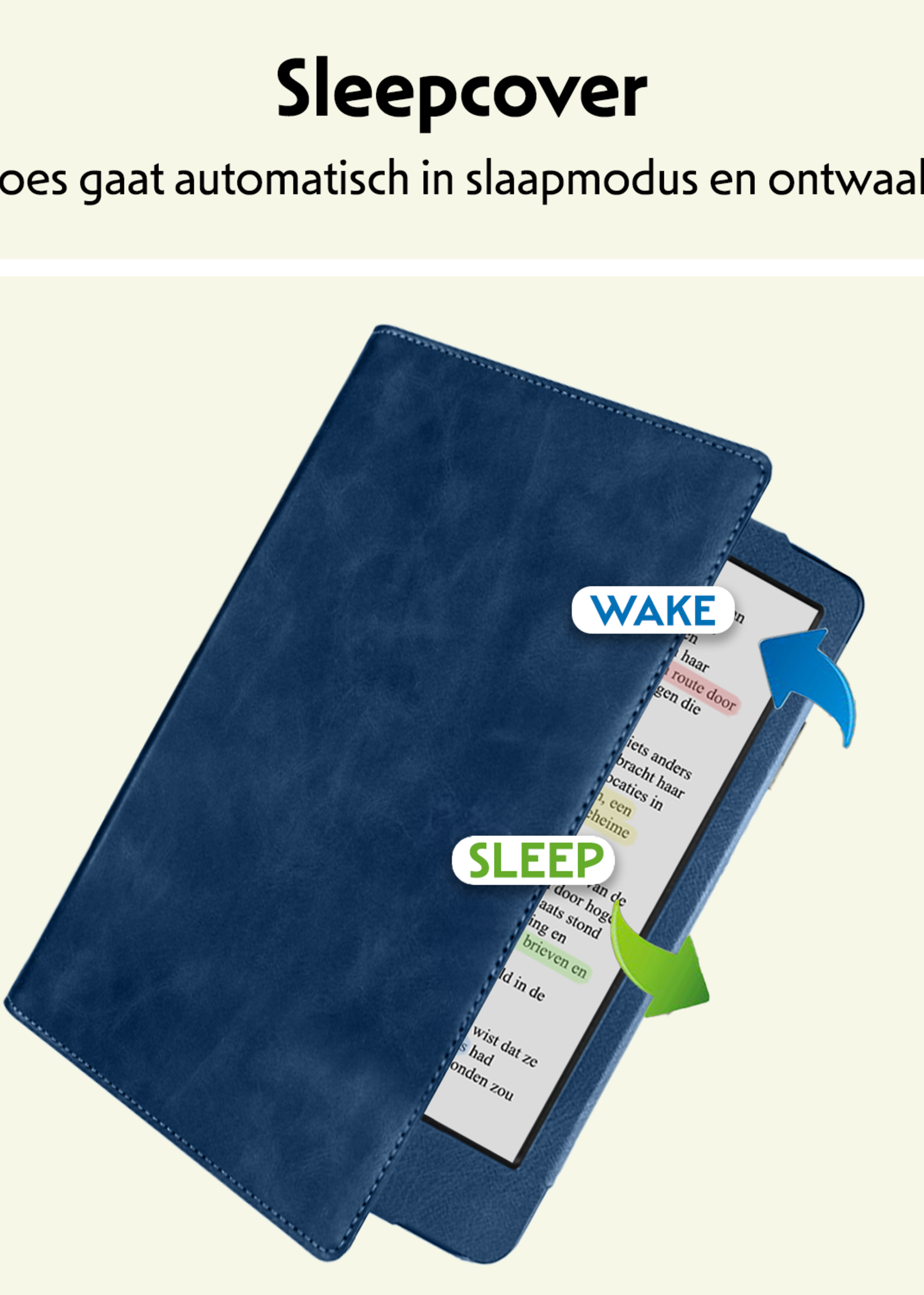 LUQ LUQ Kobo Clara BW Hoesje Leer Met Screenprotector - Donkerblauw