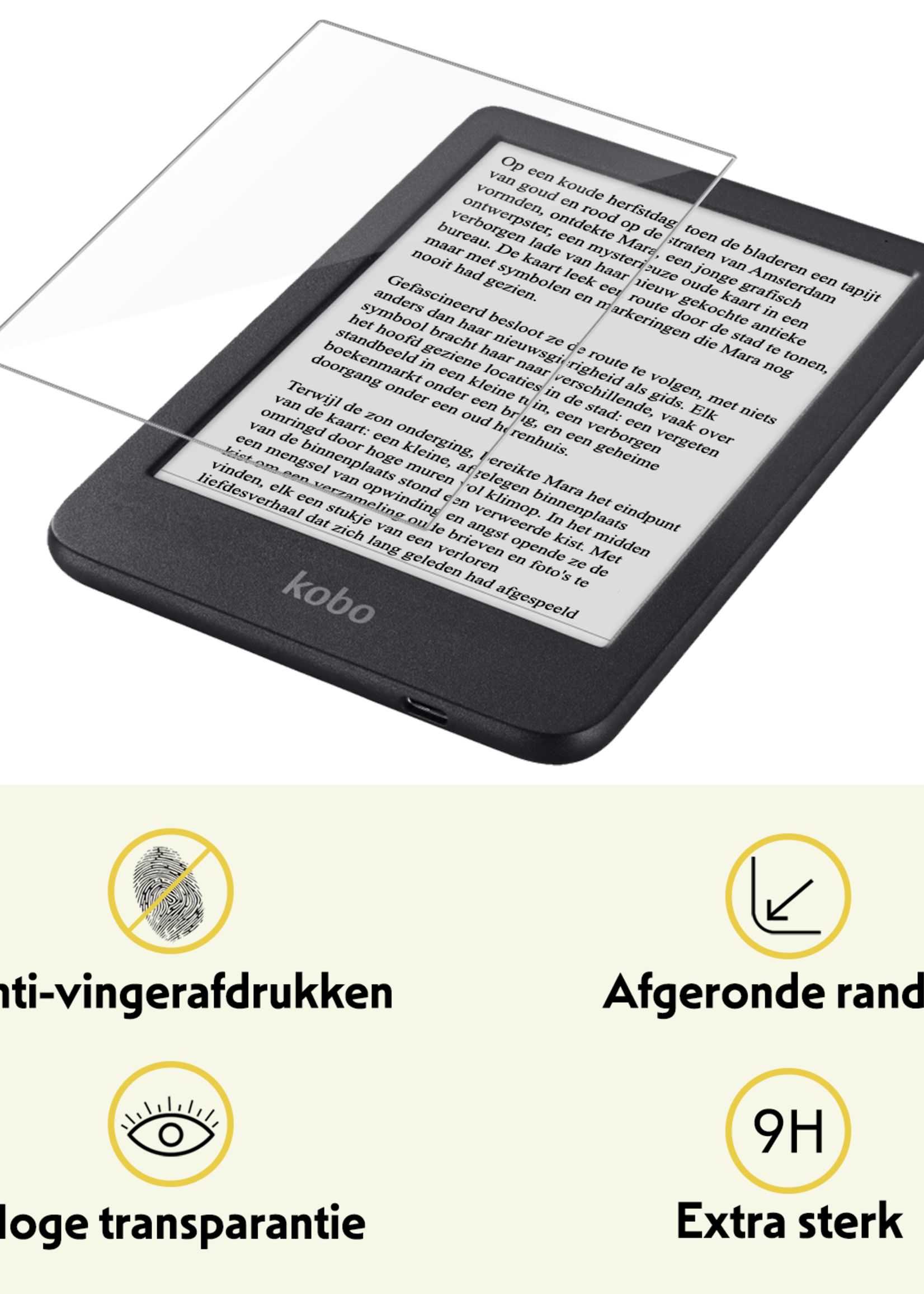 LUQ LUQ Kobo Clara BW Hoesje Leer Met Screenprotector - Donkerblauw