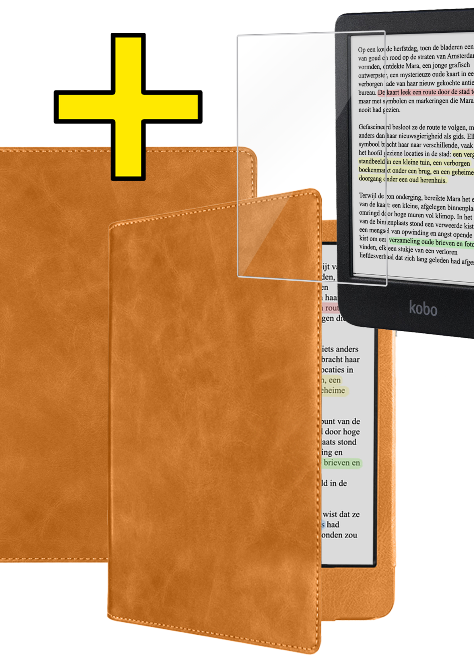 LUQ LUQ Kobo Clara BW Hoesje Leer Met Screenprotector - Bruin