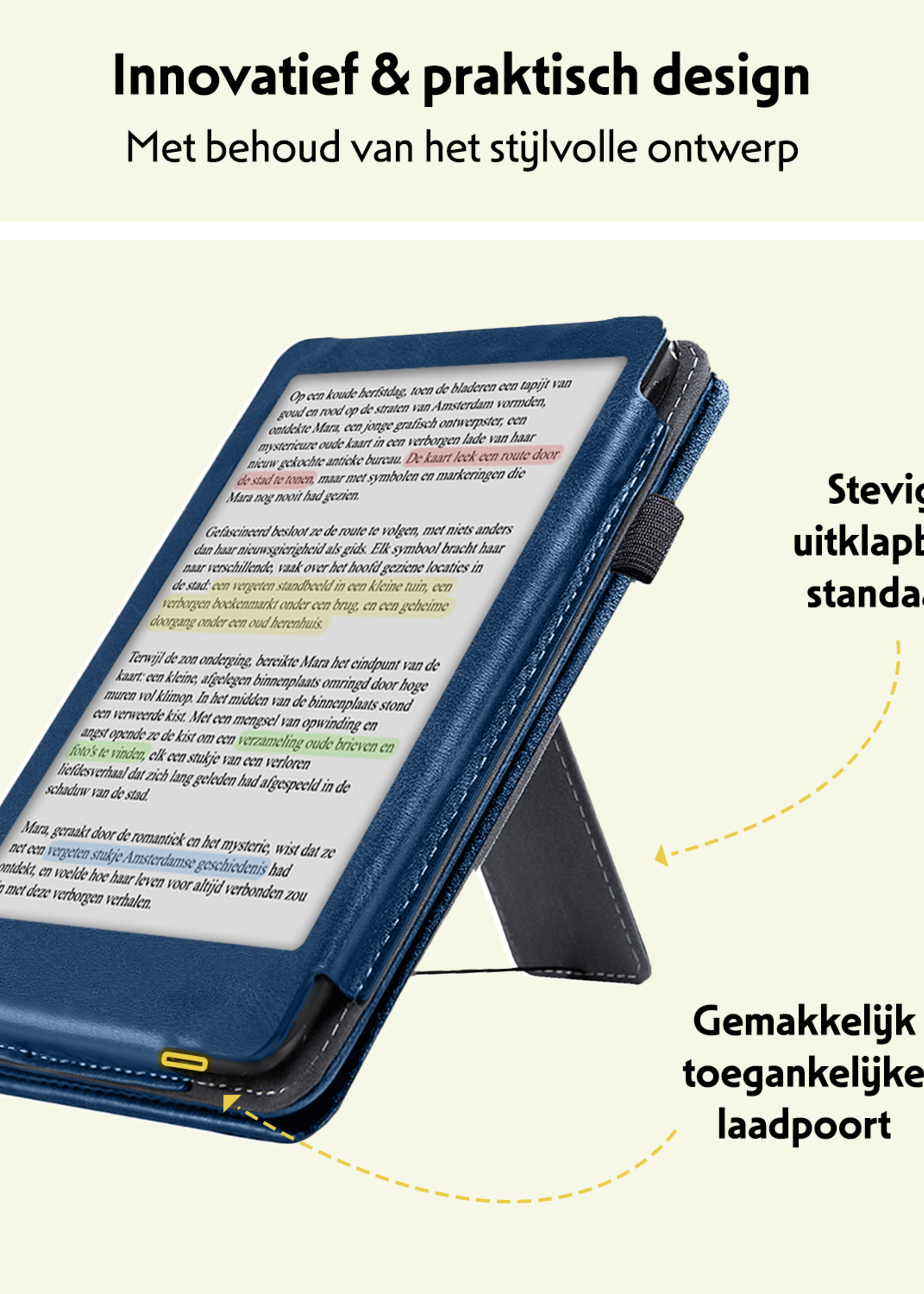 LUQ LUQ Kobo Clara BW Hoesje Leer - Donkerblauw