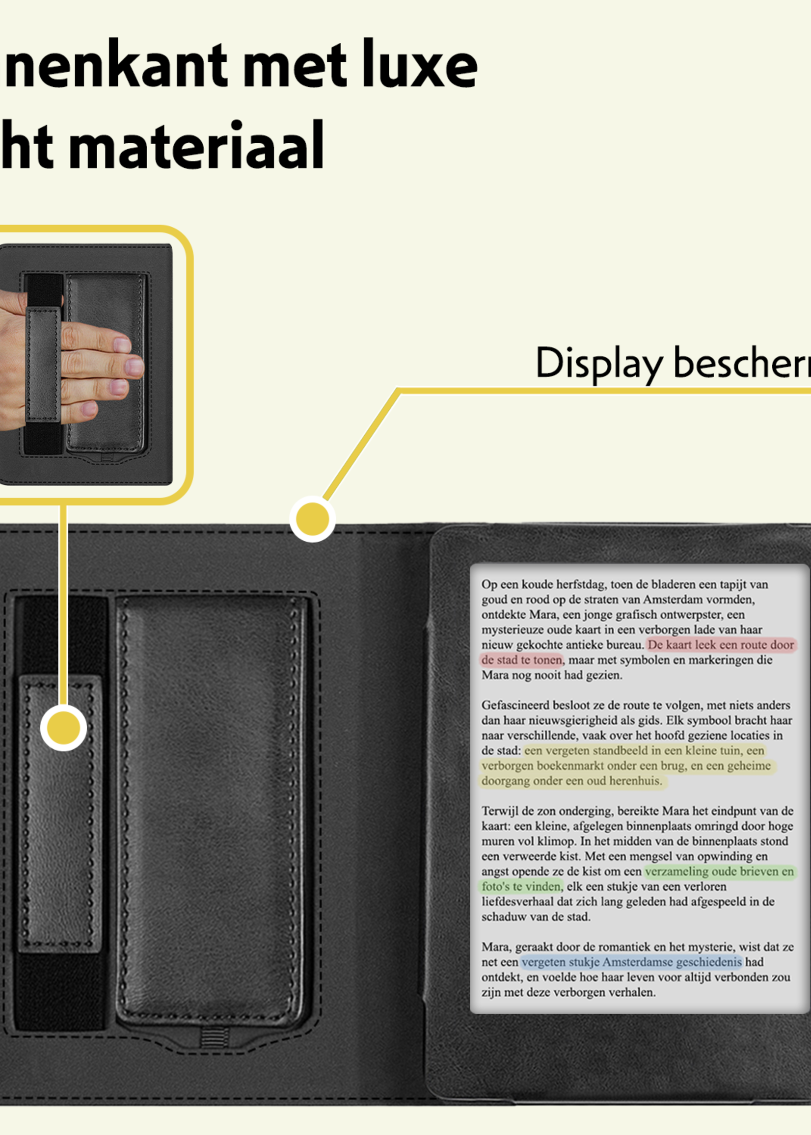 LUQ LUQ Kobo Clara Colour Hoesje Leer Met Screenprotector - Zwart