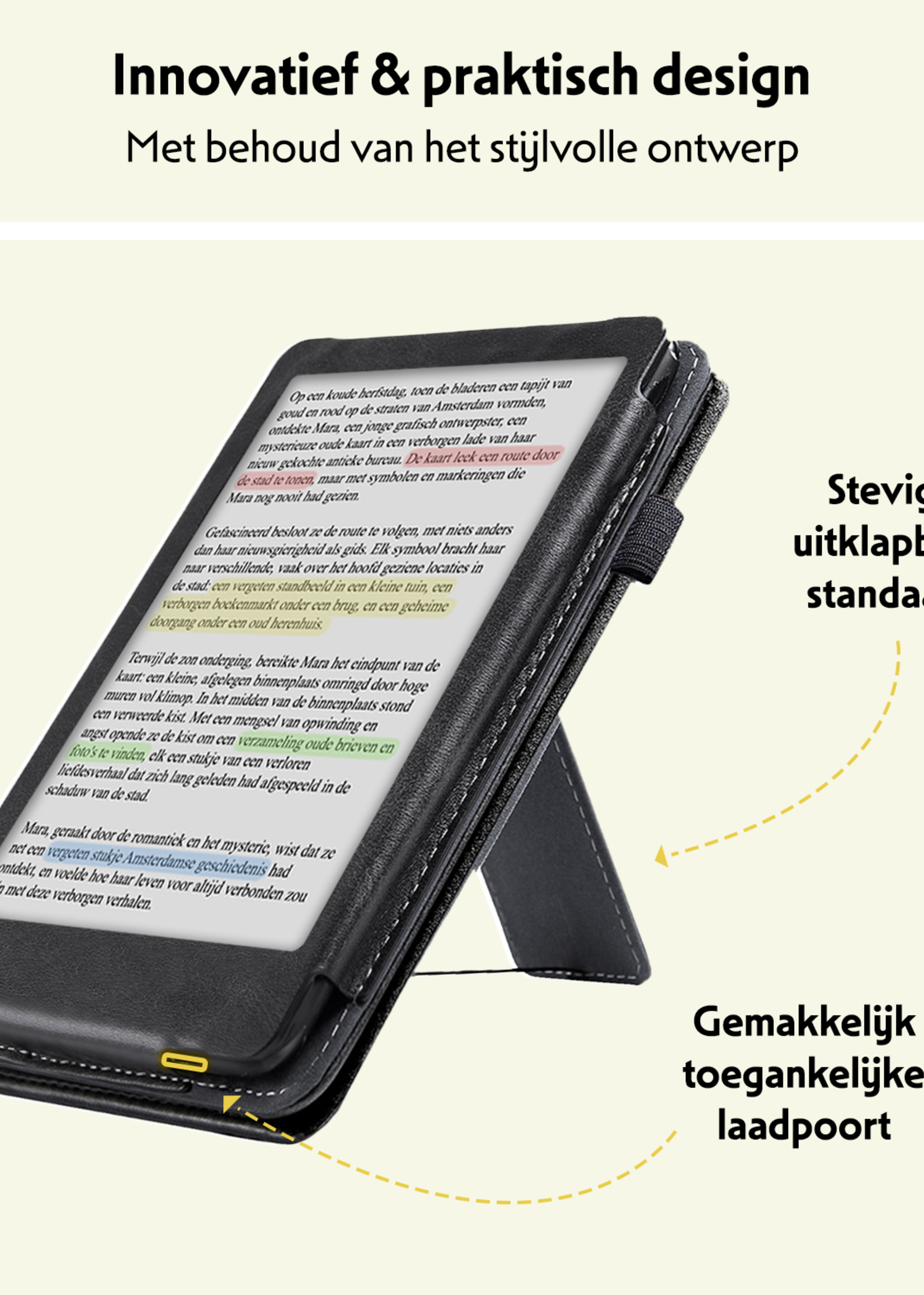 LUQ LUQ Kobo Clara Colour Hoesje Leer - Zwart