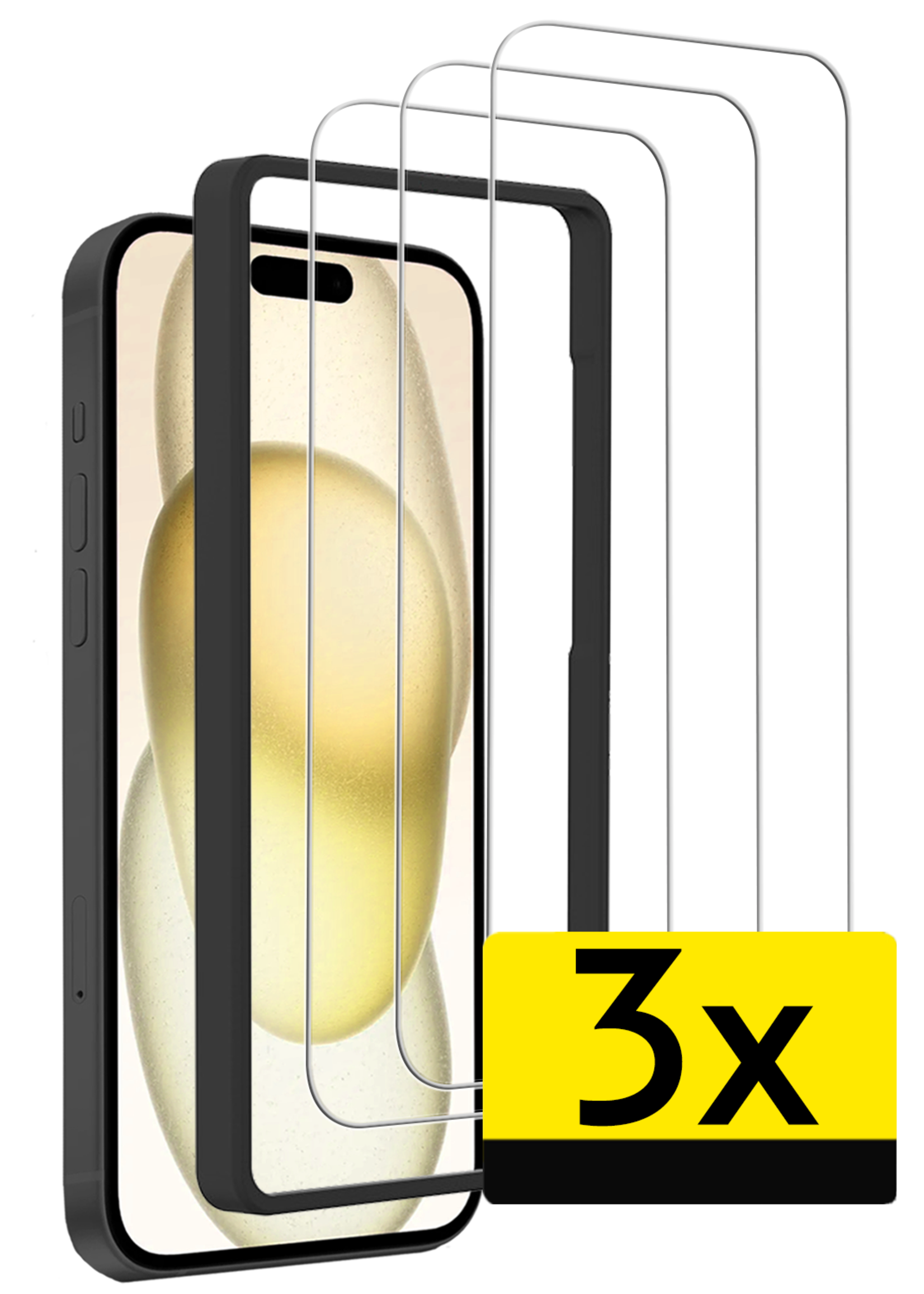 LUQ LUQ iPhone 15 Plus Screenprotector Met Installatieframe - 3 PACK
