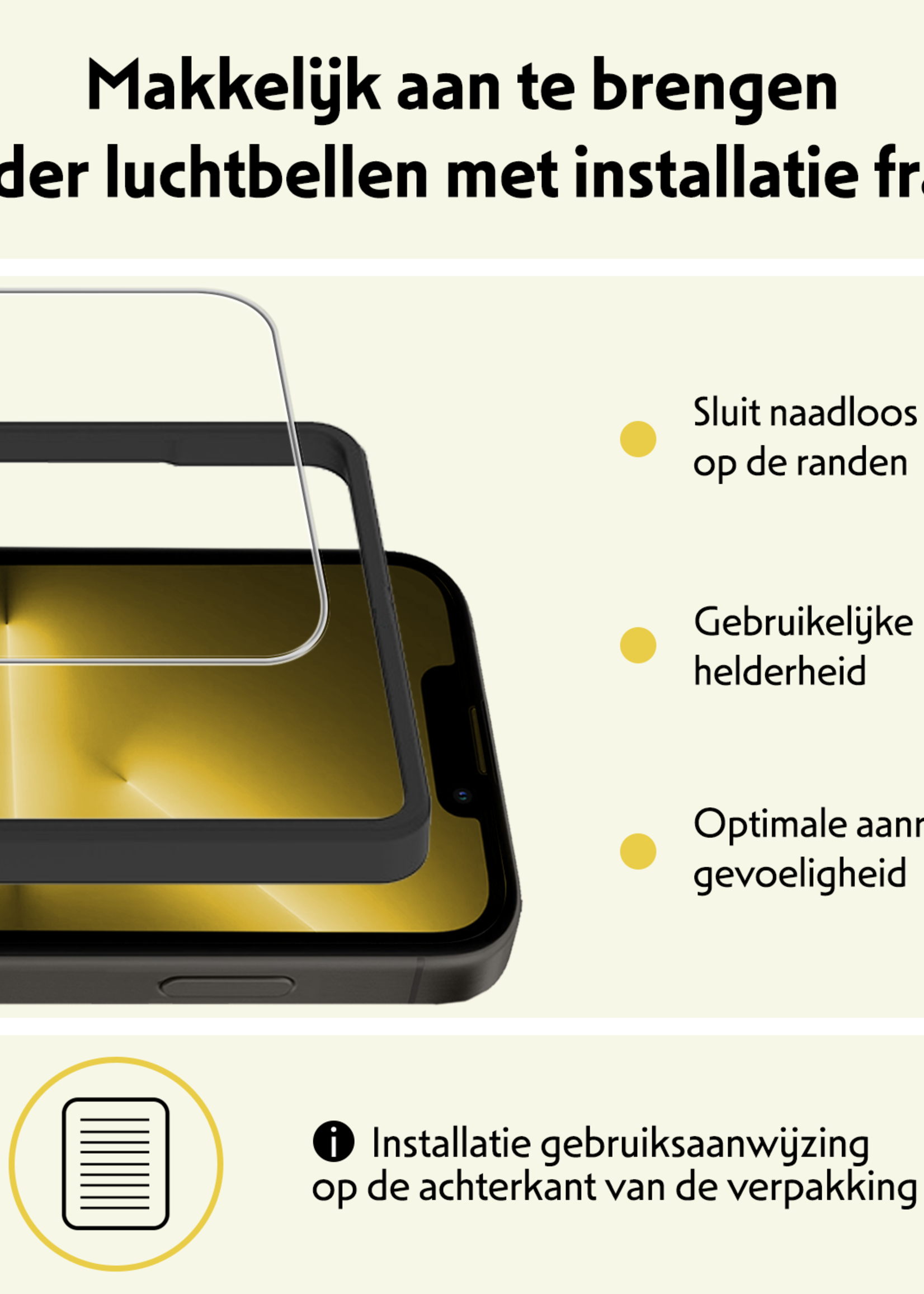 LUQ LUQ iPhone 13 Screenprotector Met Installatieframe - 3 PACK