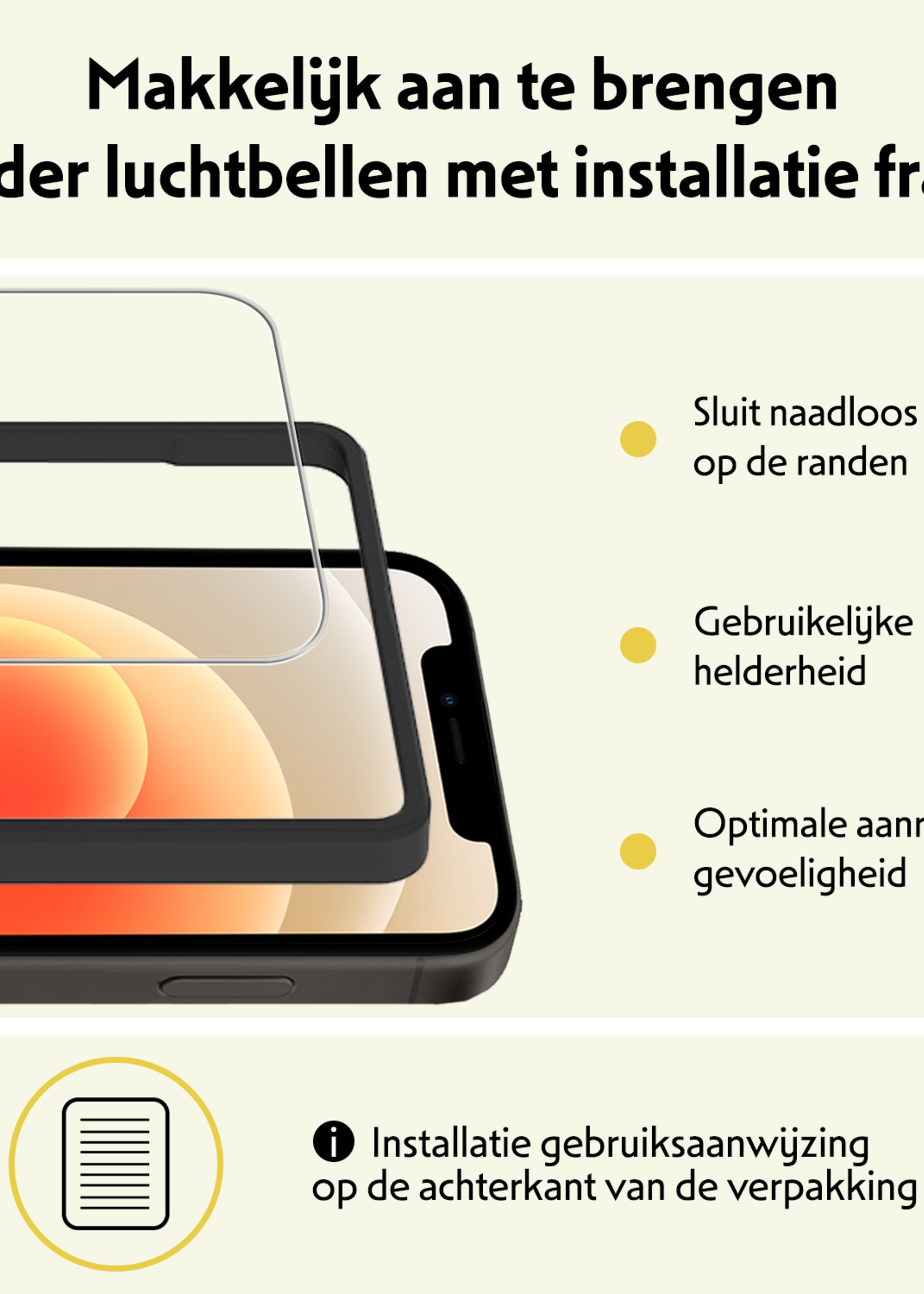LUQ LUQ iPhone 12 Screenprotector Met Installatieframe