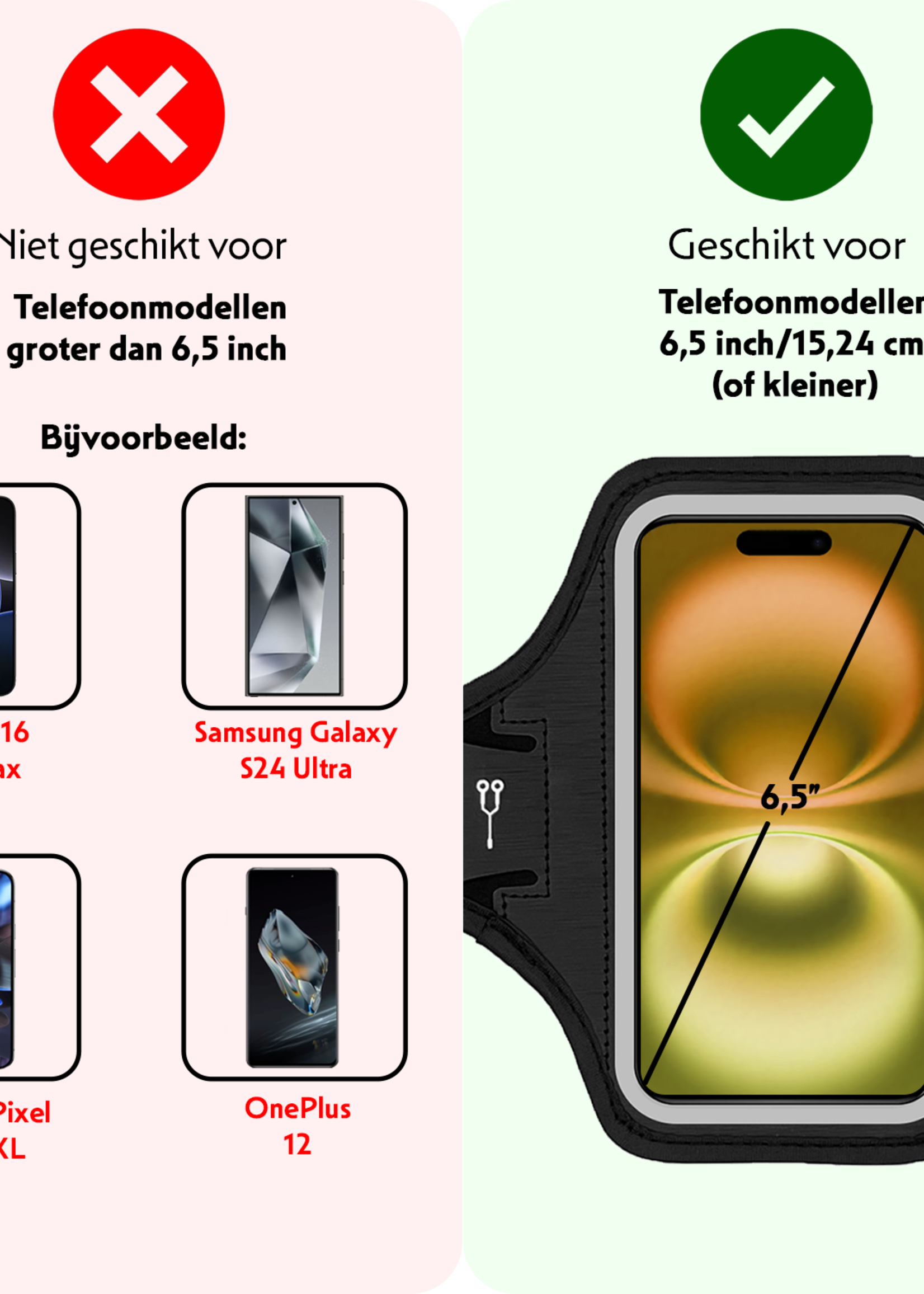 LUQ LUQ Hardloop Telefoonhouder 6.5 inch - Zwart