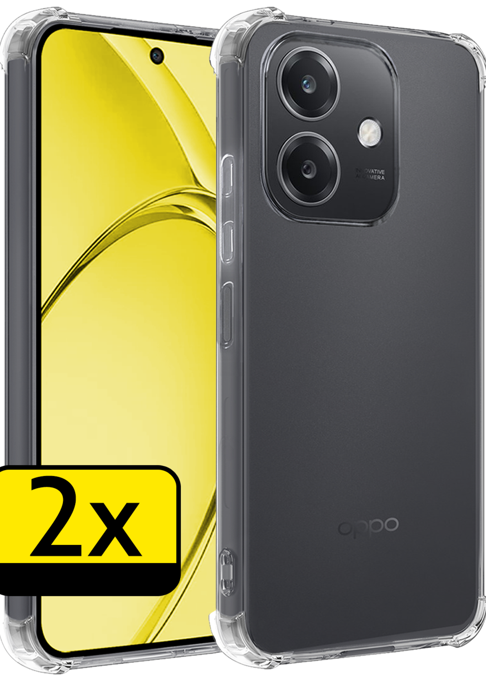 LUQ LUQ OPPO A40 Hoesje Shockproof - Transparant - 2 PACK
